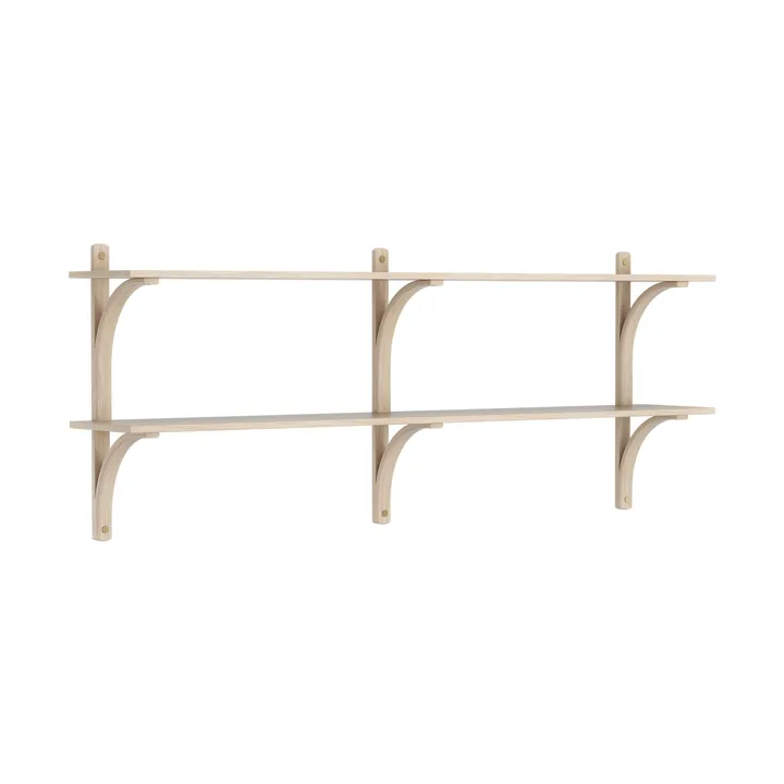 Levi shelf - White-pigmented oak-brass, 2 shelves, 180 cm - Swedese