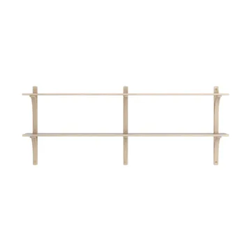 Levi shelf - White-pigmented oak-brass, 2 shelves, 180 cm - Swedese