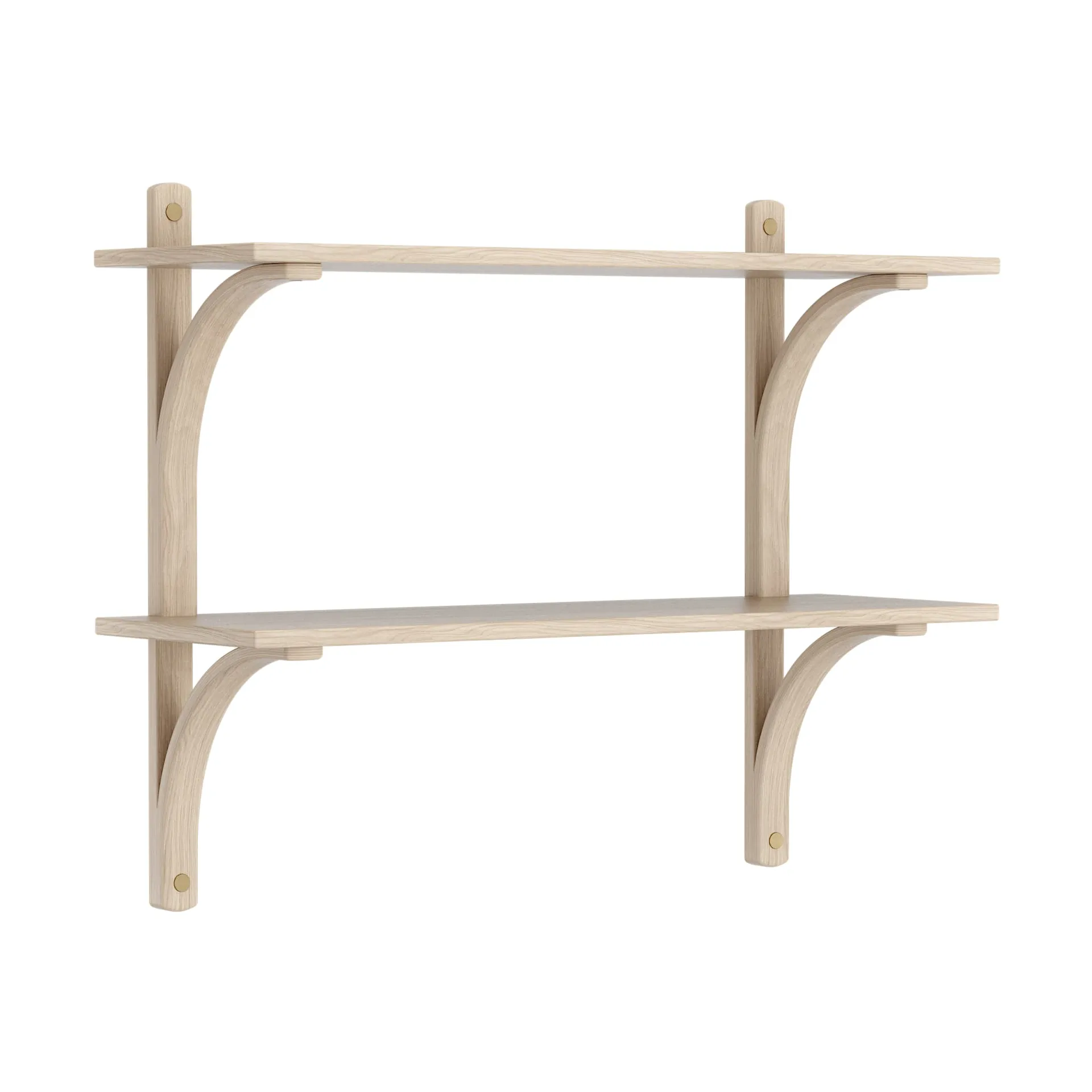 Levi shelf, White-pigmented oak-brass, 2 shelves, 90 cm Swedese