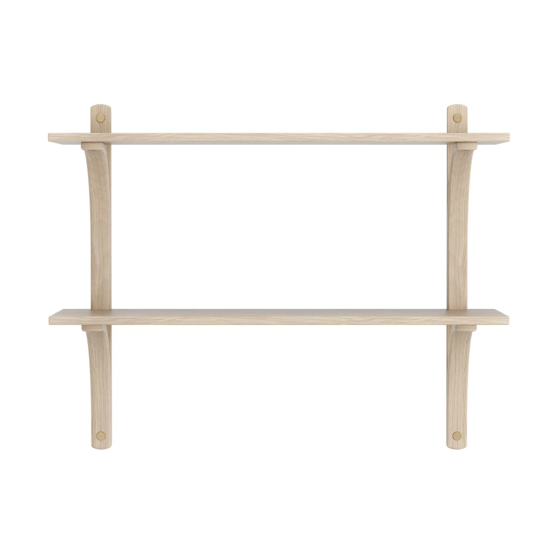 Levi shelf, White-pigmented oak-brass, 2 shelves, 90 cm Swedese