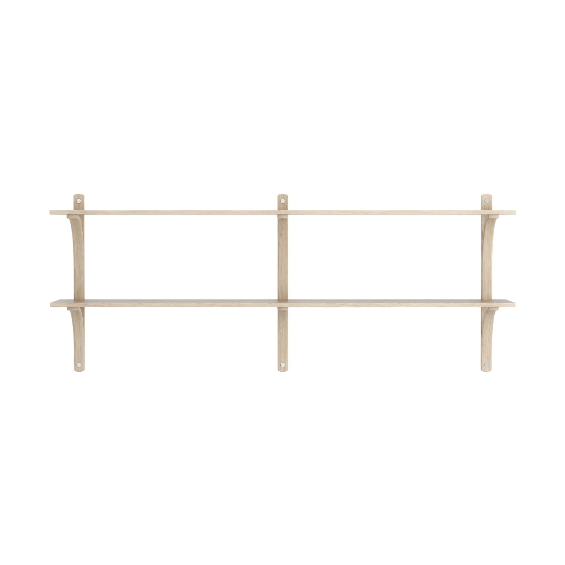 Levi shelf, White-pigmented oak-stainless steel, 2 shelves, 180 cm Swedese