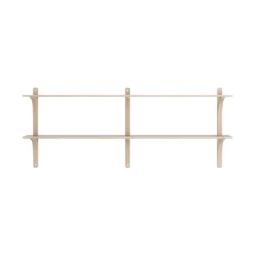 Levi shelf - White-pigmented oak-stainless steel, 2 shelves, 180 cm - Swedese
