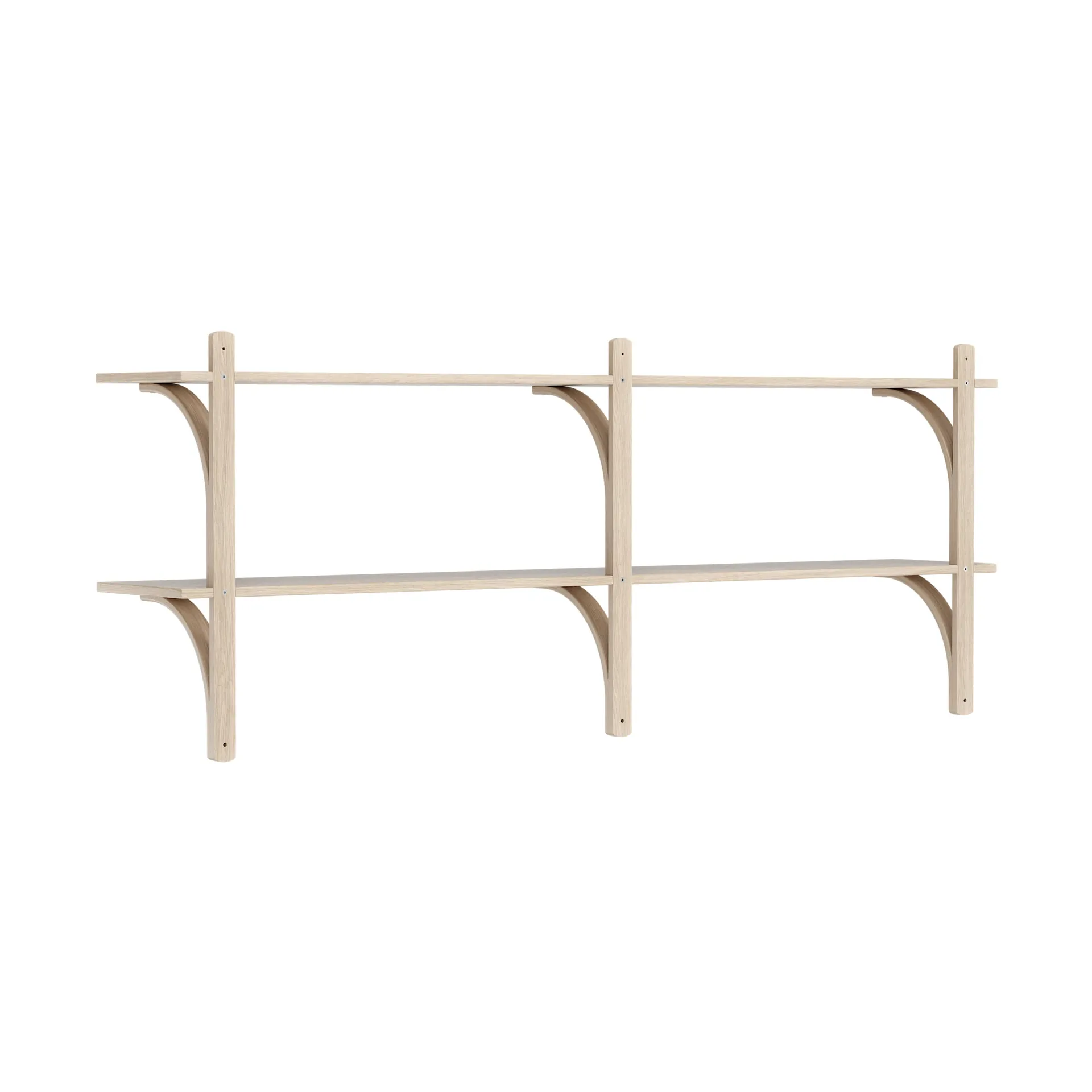 Levi shelf, White-pigmented oak-stainless steel, 2 shelves, 180 cm Swedese