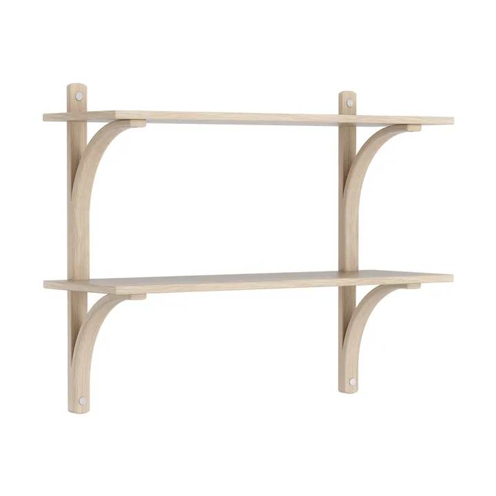 Levi shelf - White-pigmented oak-stainless steel, 2 shelves, 90 cm - Swedese