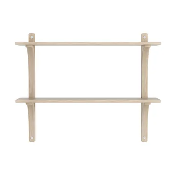 Levi shelf - White-pigmented oak-stainless steel, 2 shelves, 90 cm - Swedese