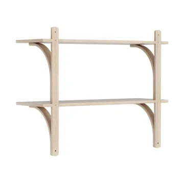 Levi shelf - White-pigmented oak-stainless steel, 2 shelves, 90 cm - Swedese