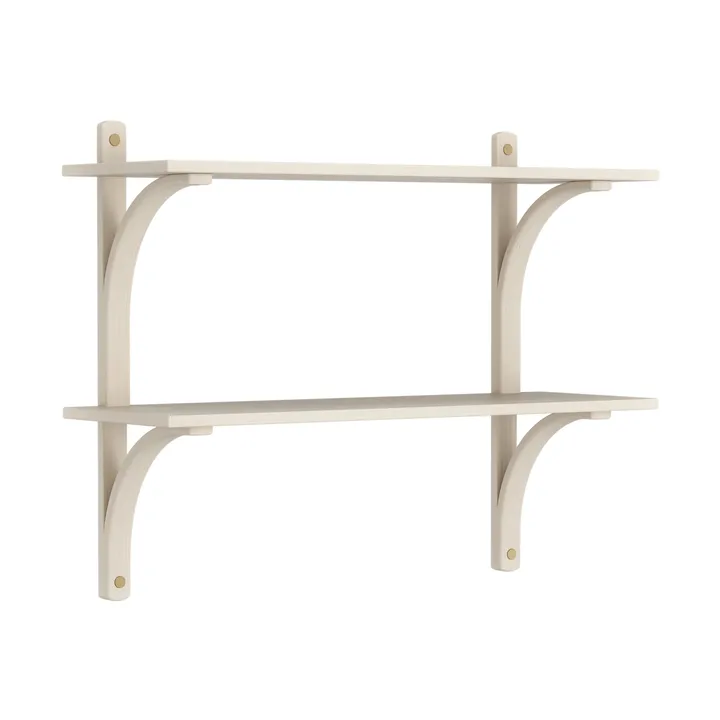 Levi shelf - White-stained ash-brass, 2 shelves, 90 cm - Swedese