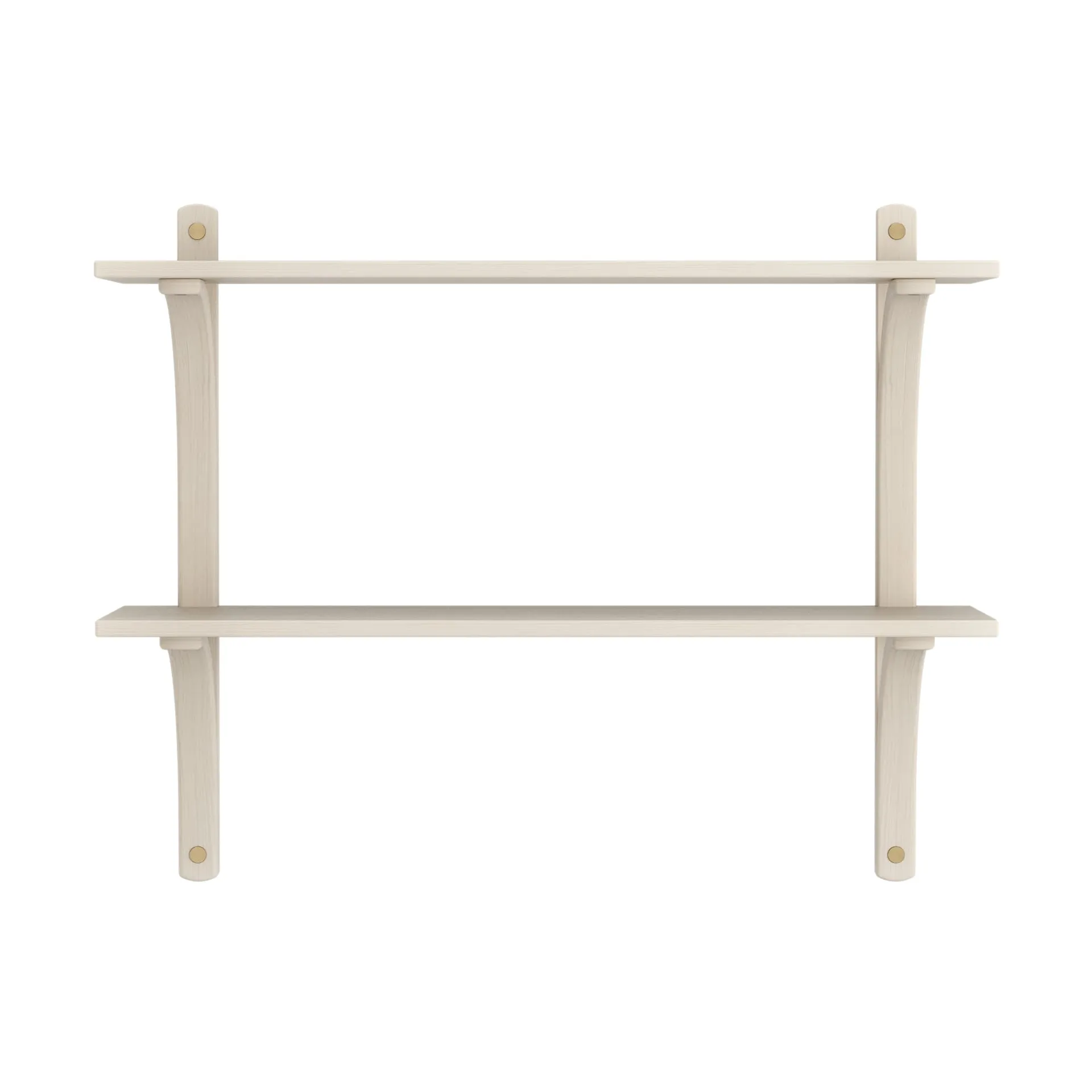 Levi shelf, White-stained ash-brass, 2 shelves, 90 cm Swedese
