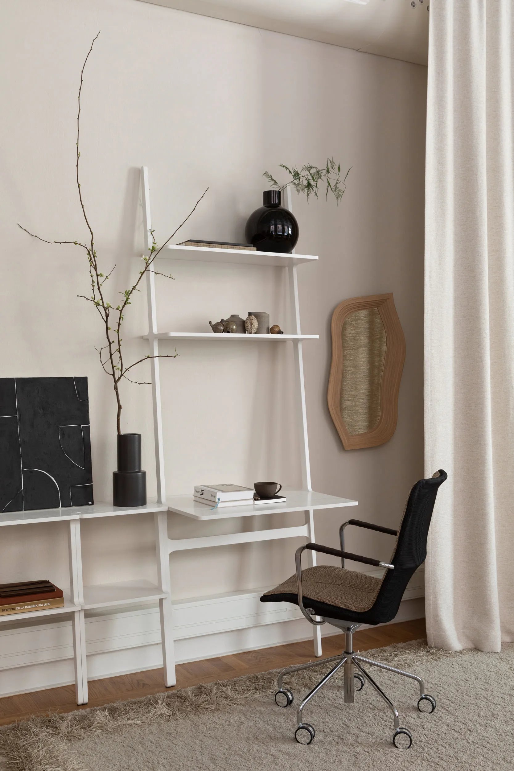 Libri writing table, Ash White glazed Swedese