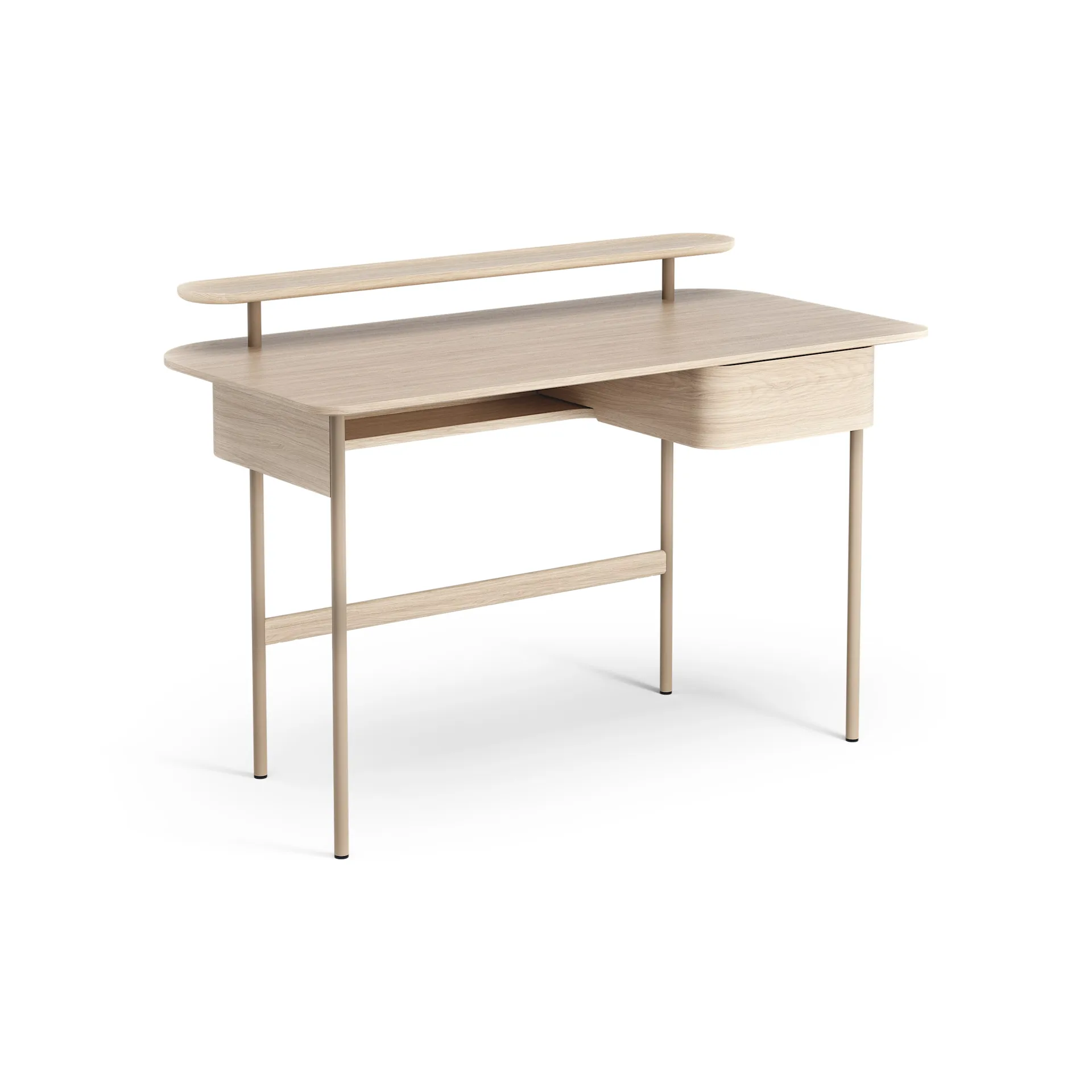 Luna desk with drawer and shelf, Oak white-pigmented Swedese