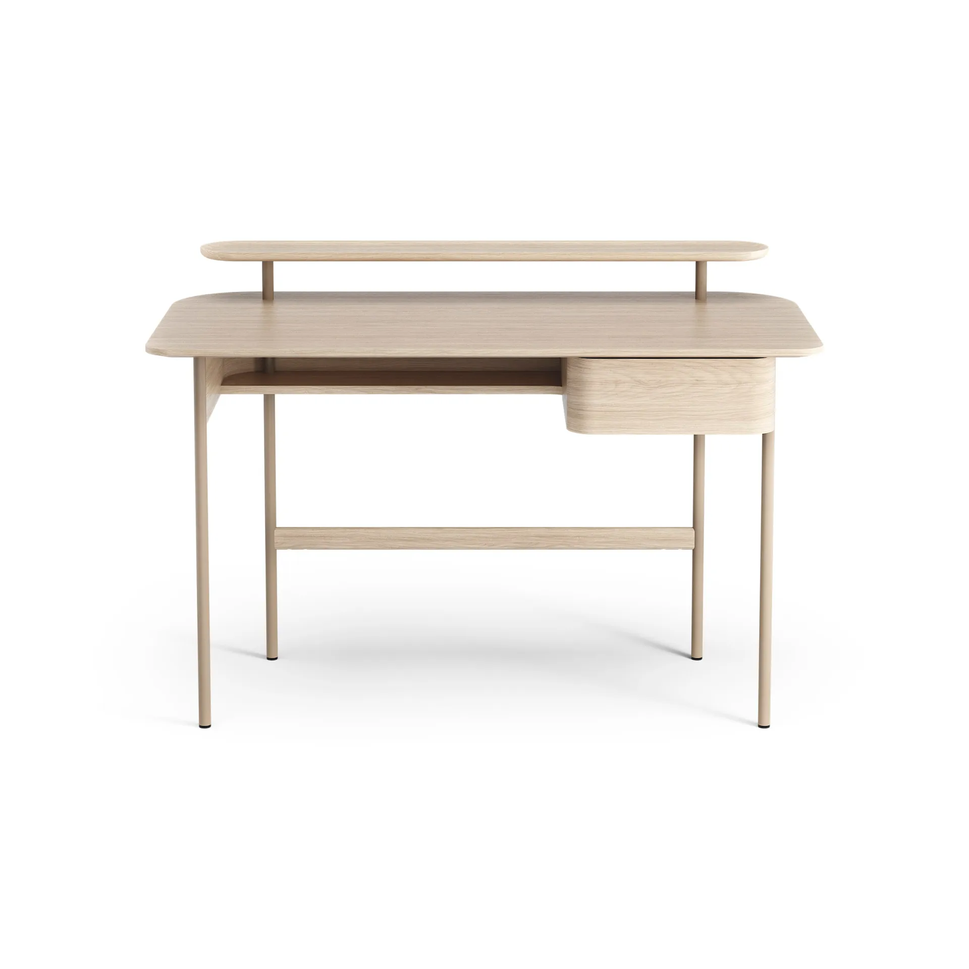 Luna desk with drawer and shelf, Oak white-pigmented Swedese