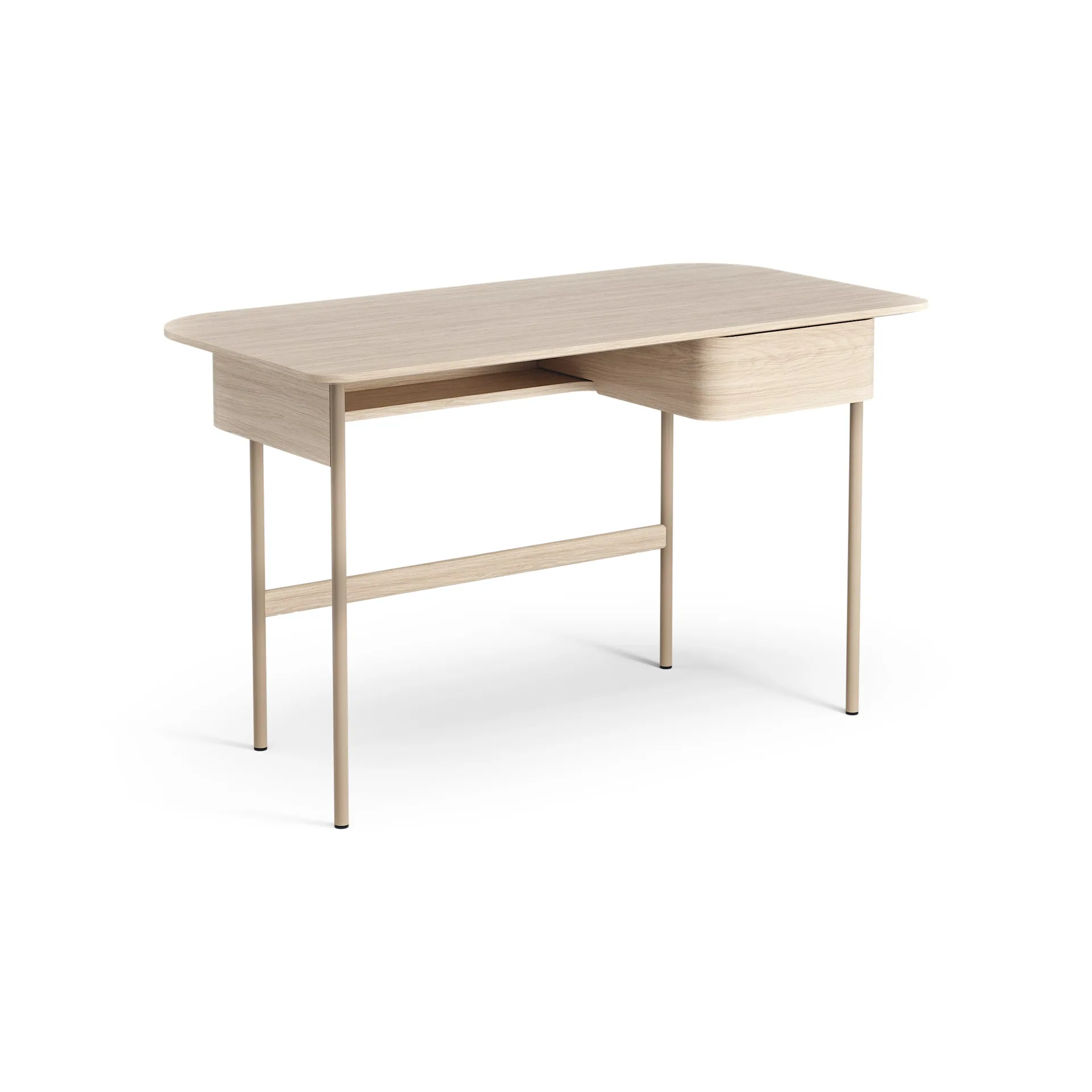 Luna desk with drawer, Oak white-pigmented Swedese