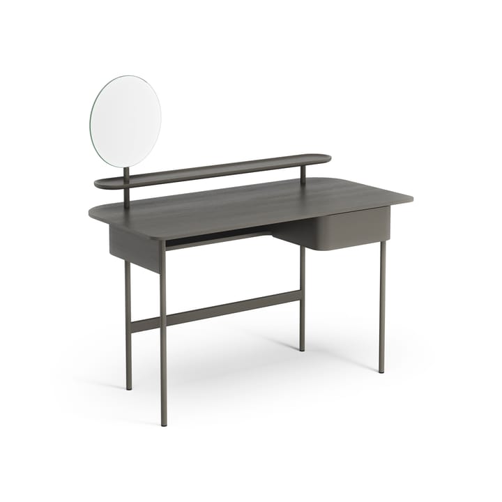 Luna desk with drawer, shelf and mirror - Oak orkan grey - Swedese