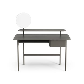 Luna desk with drawer, shelf and mirror - Oak orkan grey - Swedese
