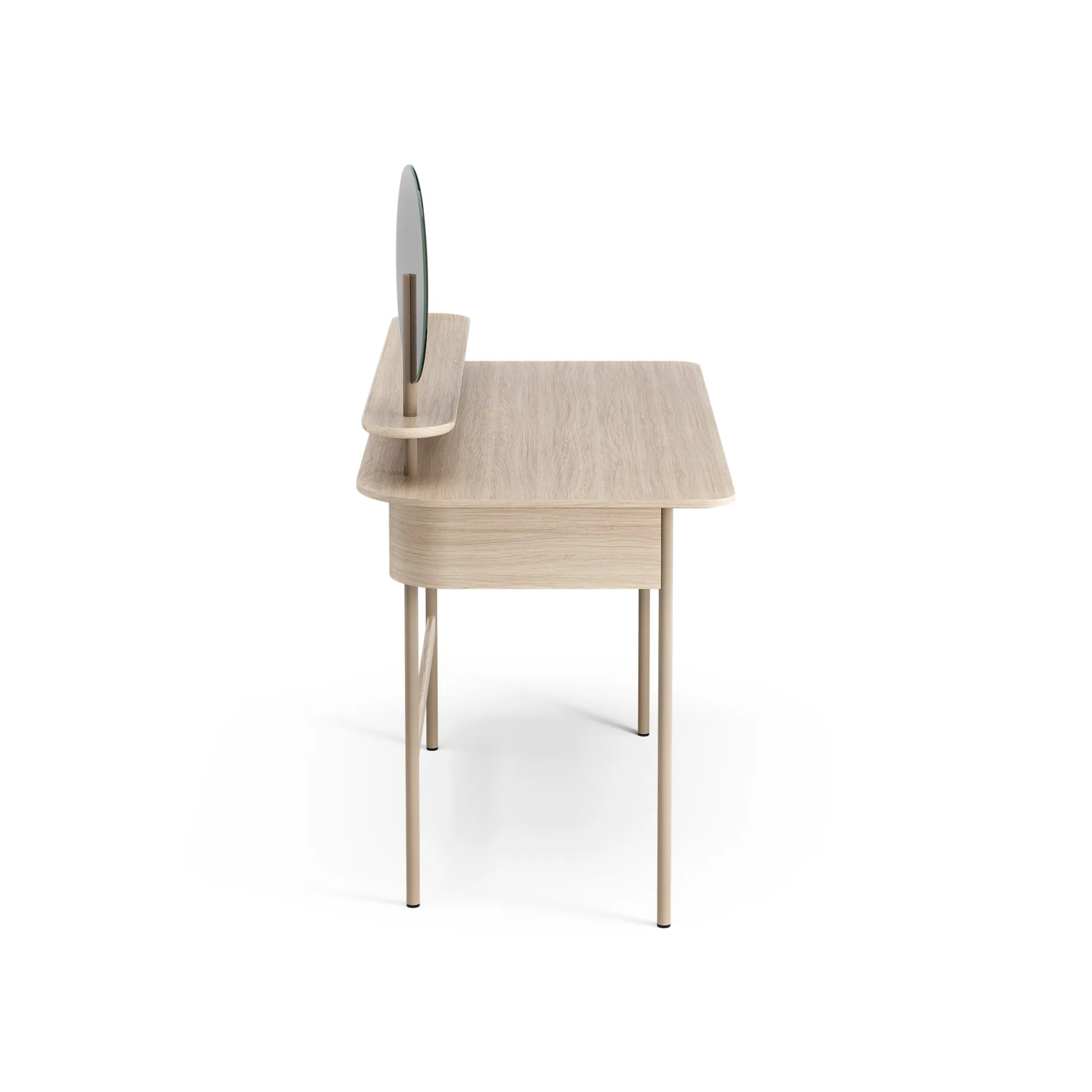 Luna desk with drawer, shelf and mirror, Oak white-pigmented Swedese