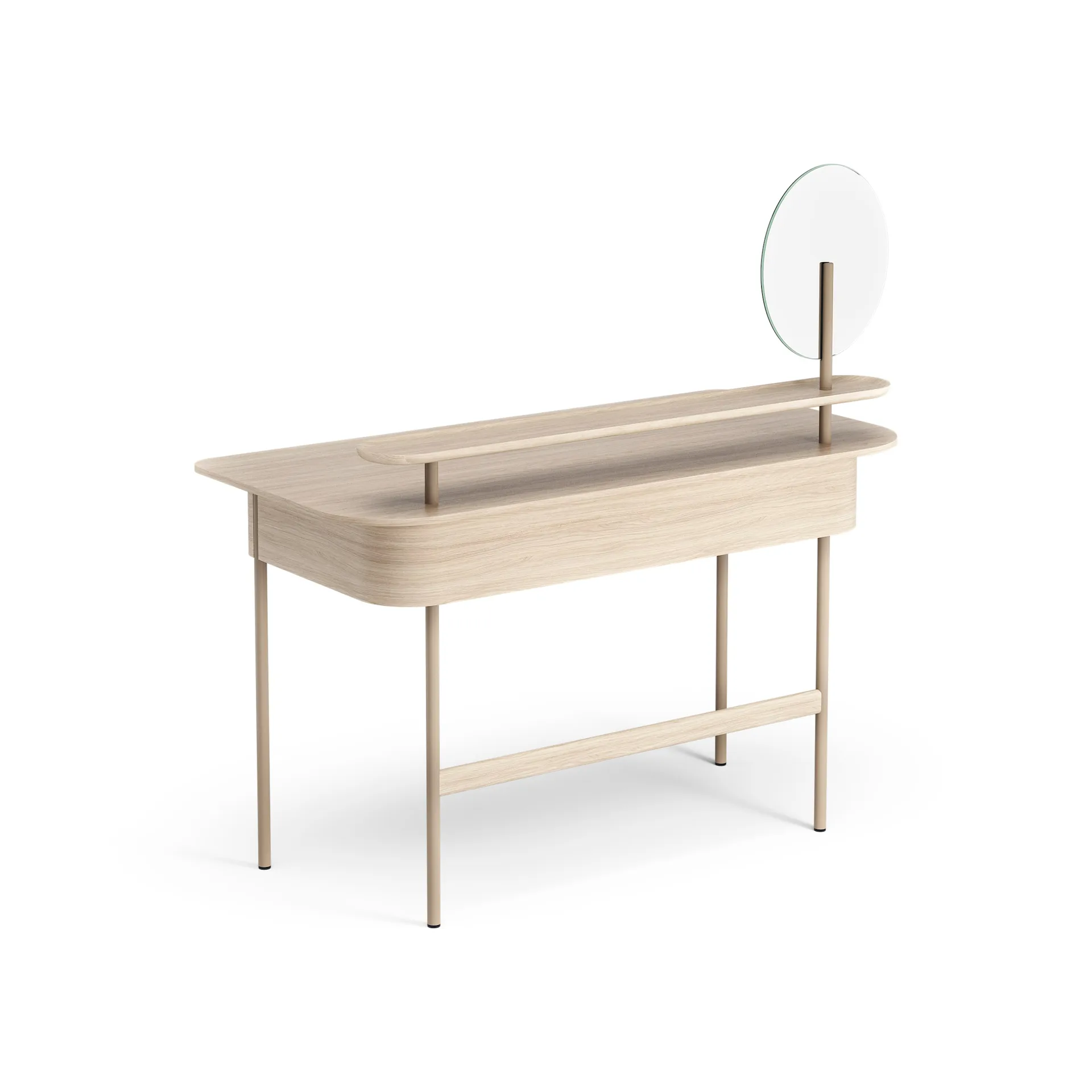 Luna desk with drawer, shelf and mirror, Oak white-pigmented Swedese