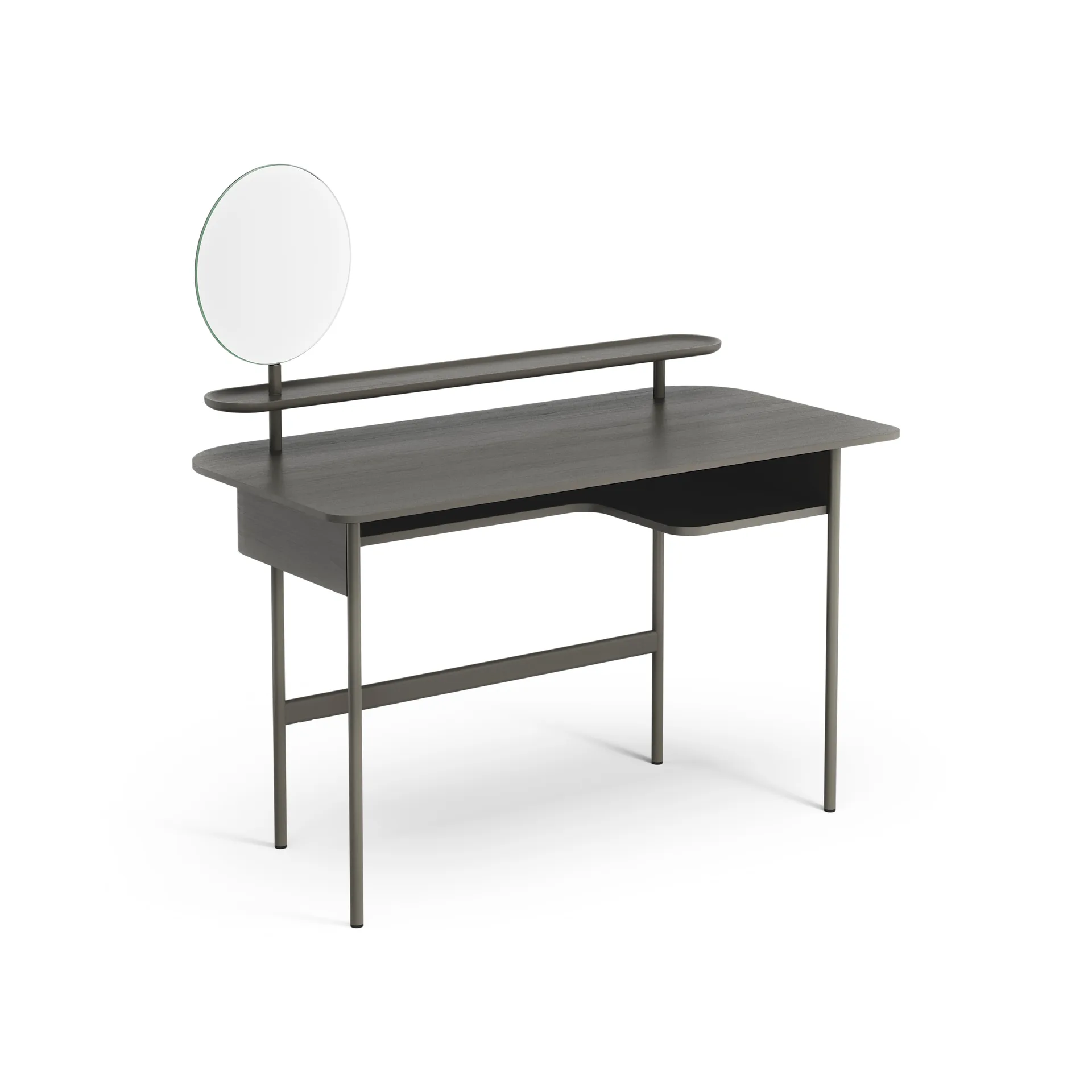 Luna desk with shelf and mirror, Oak orkan grey Swedese