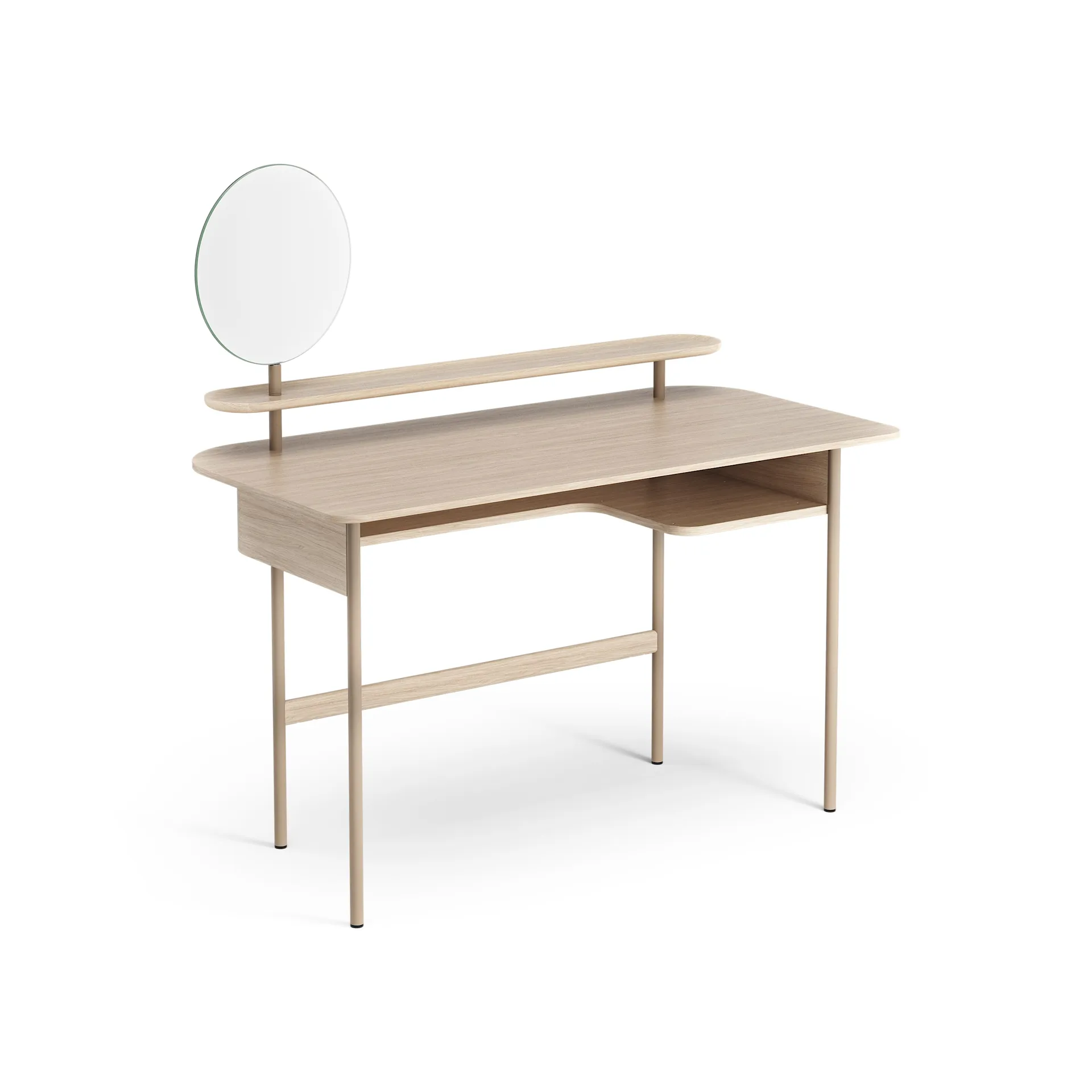 Luna desk with shelf and mirror, Oak white-pigmented Swedese