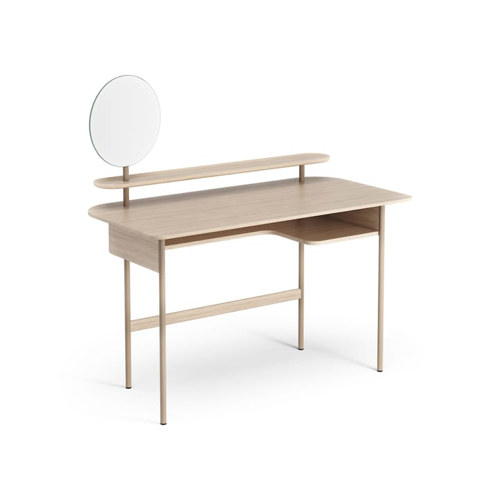 Luna desk with shelf and mirror - Oak white-pigmented - Swedese