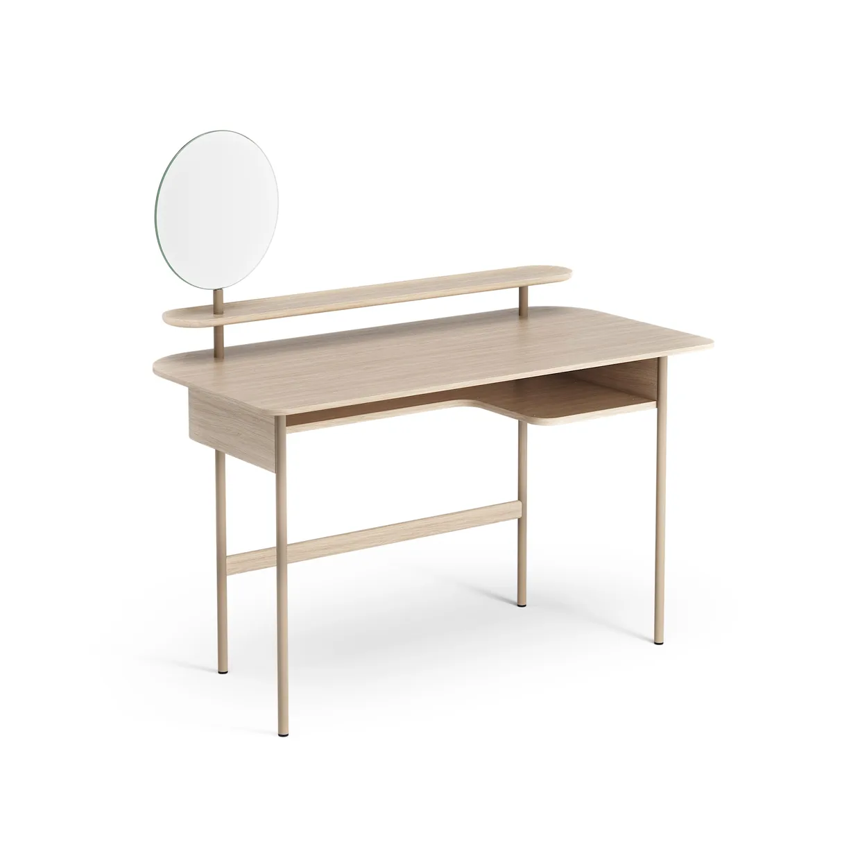 Swedese Luna desk with shelf and mirror Oak white-pigmented