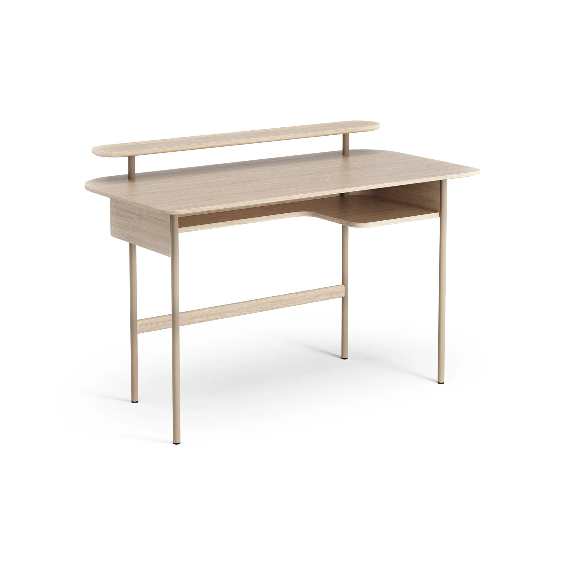 Luna desk with shelf, Oak white-pigmented Swedese