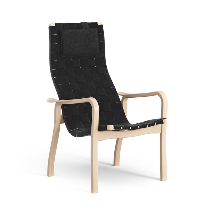 Primo arm chair high with neck cushion laquered beech - Black - Swedese