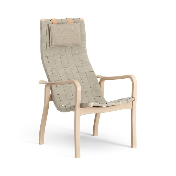 Primo arm chair high with neck cushion laquered beech - Natural - Swedese