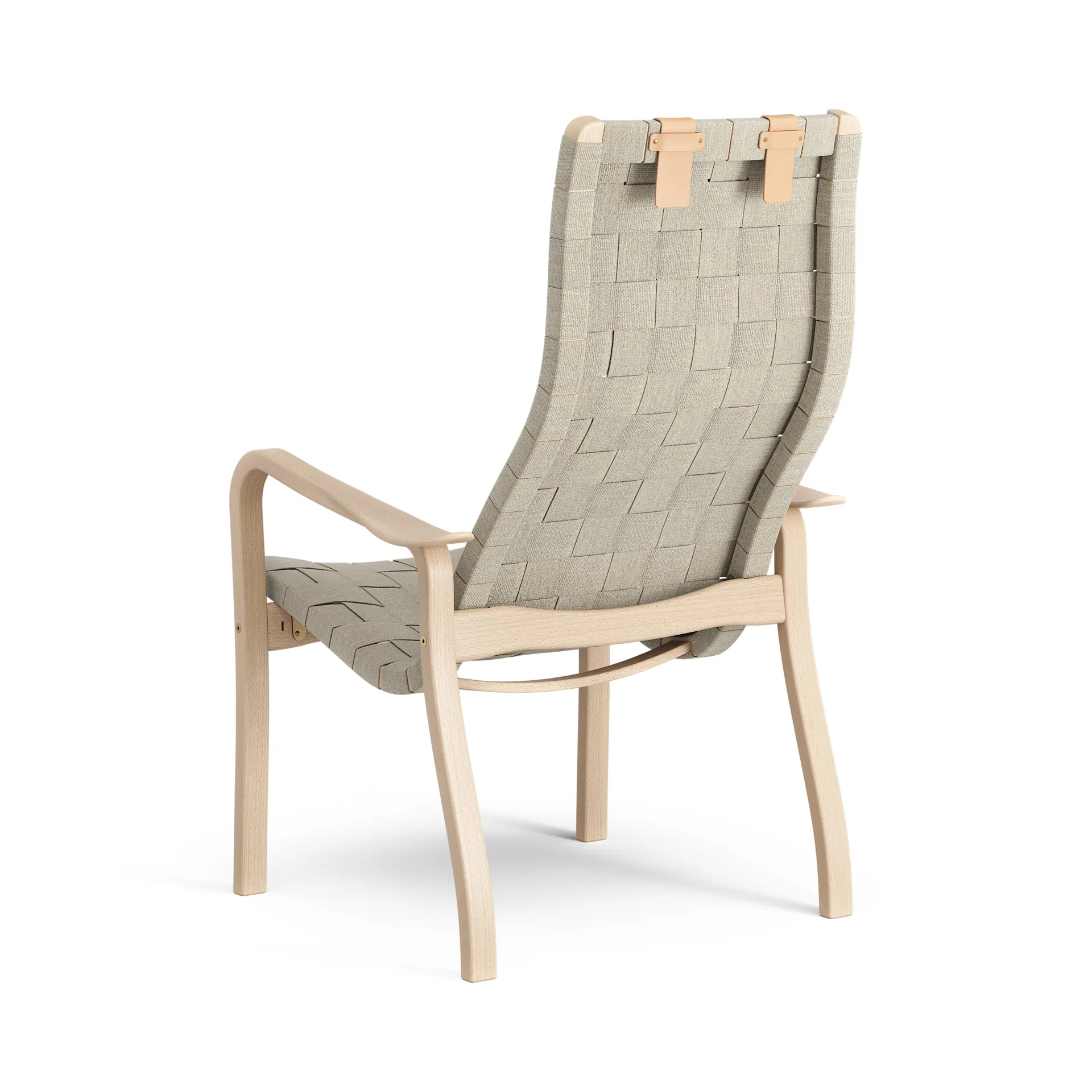 Primo arm chair high with neck cushion laquered beech, Natural Swedese