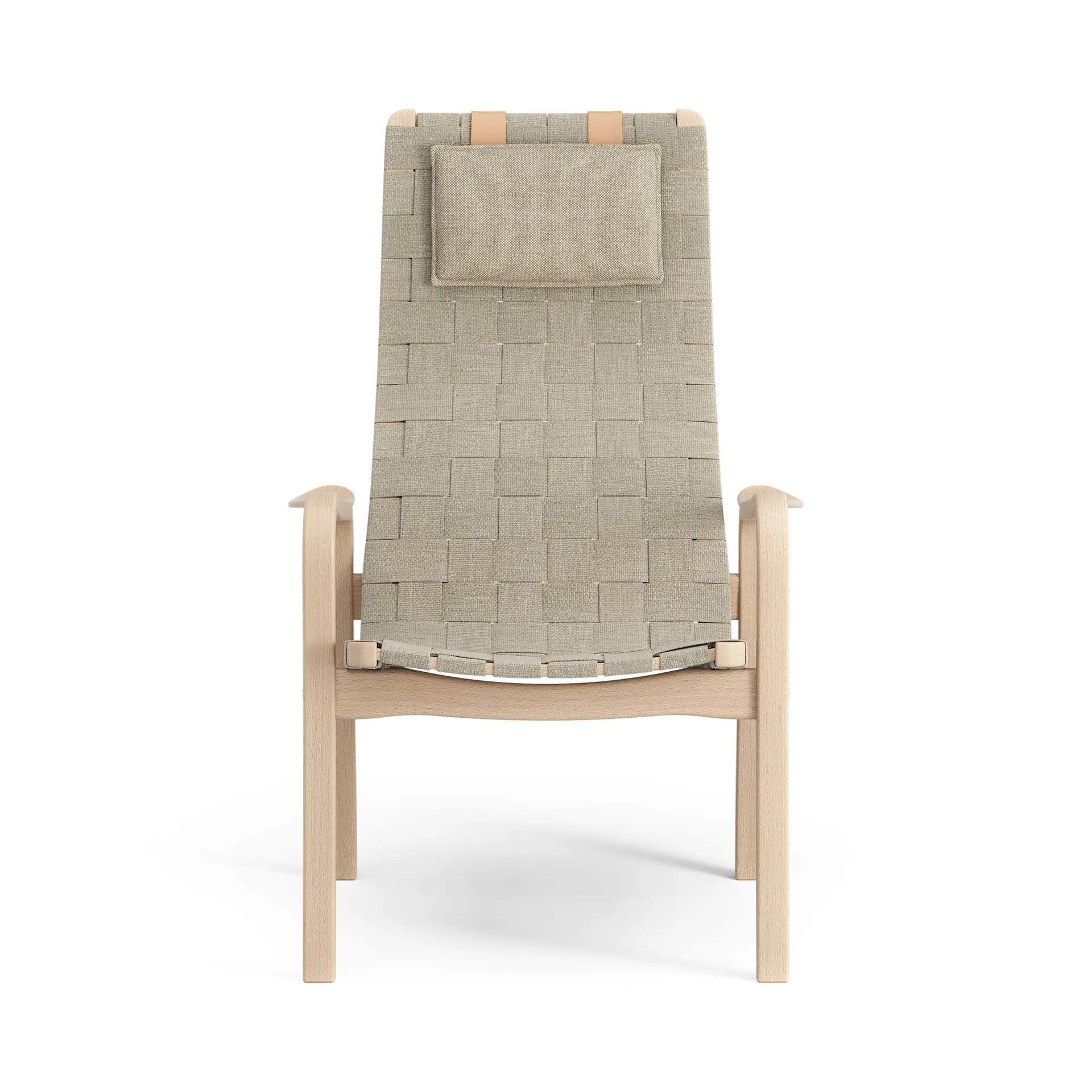 Primo arm chair high with neck cushion laquered beech, Natural Swedese