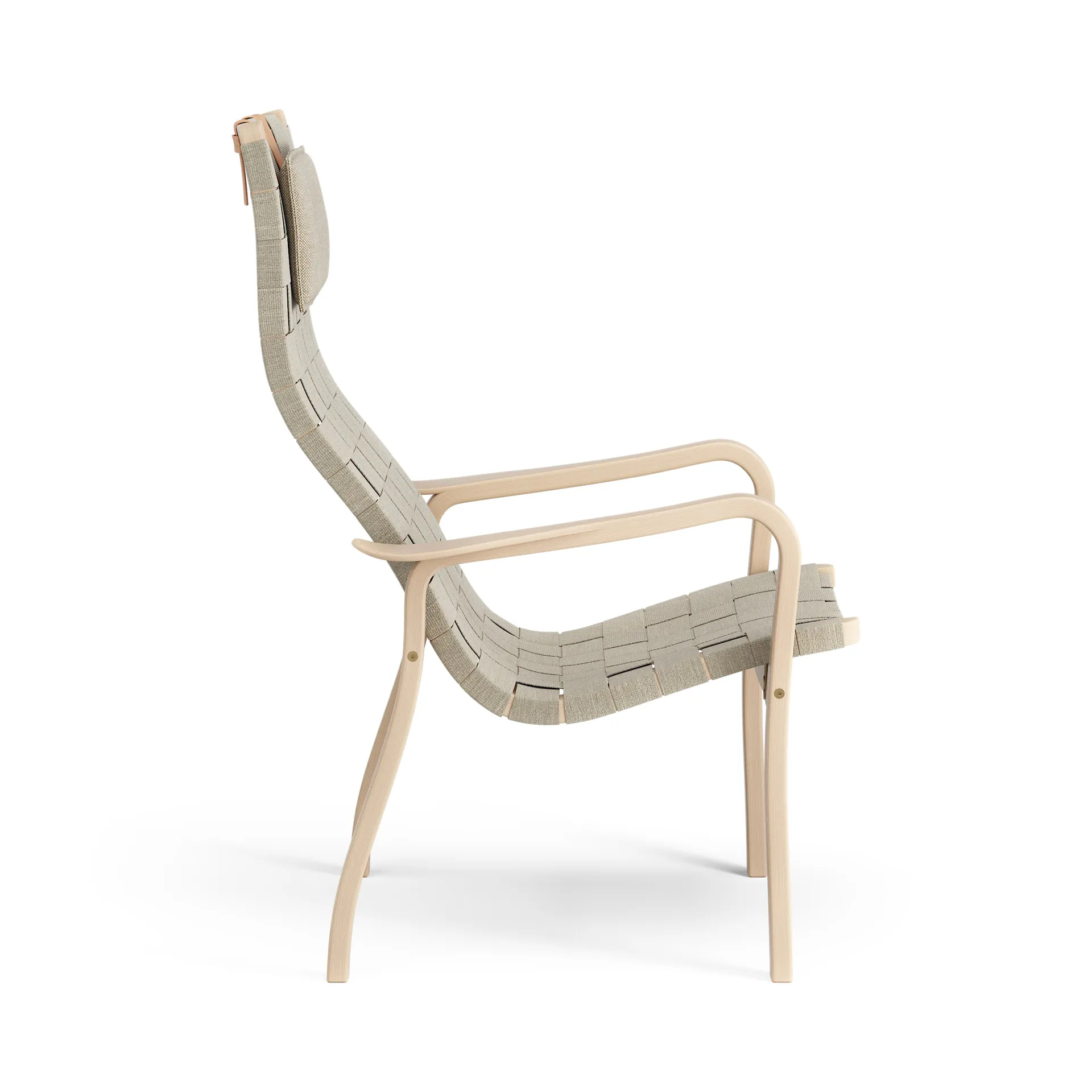 Primo arm chair high with neck cushion laquered beech, Natural Swedese