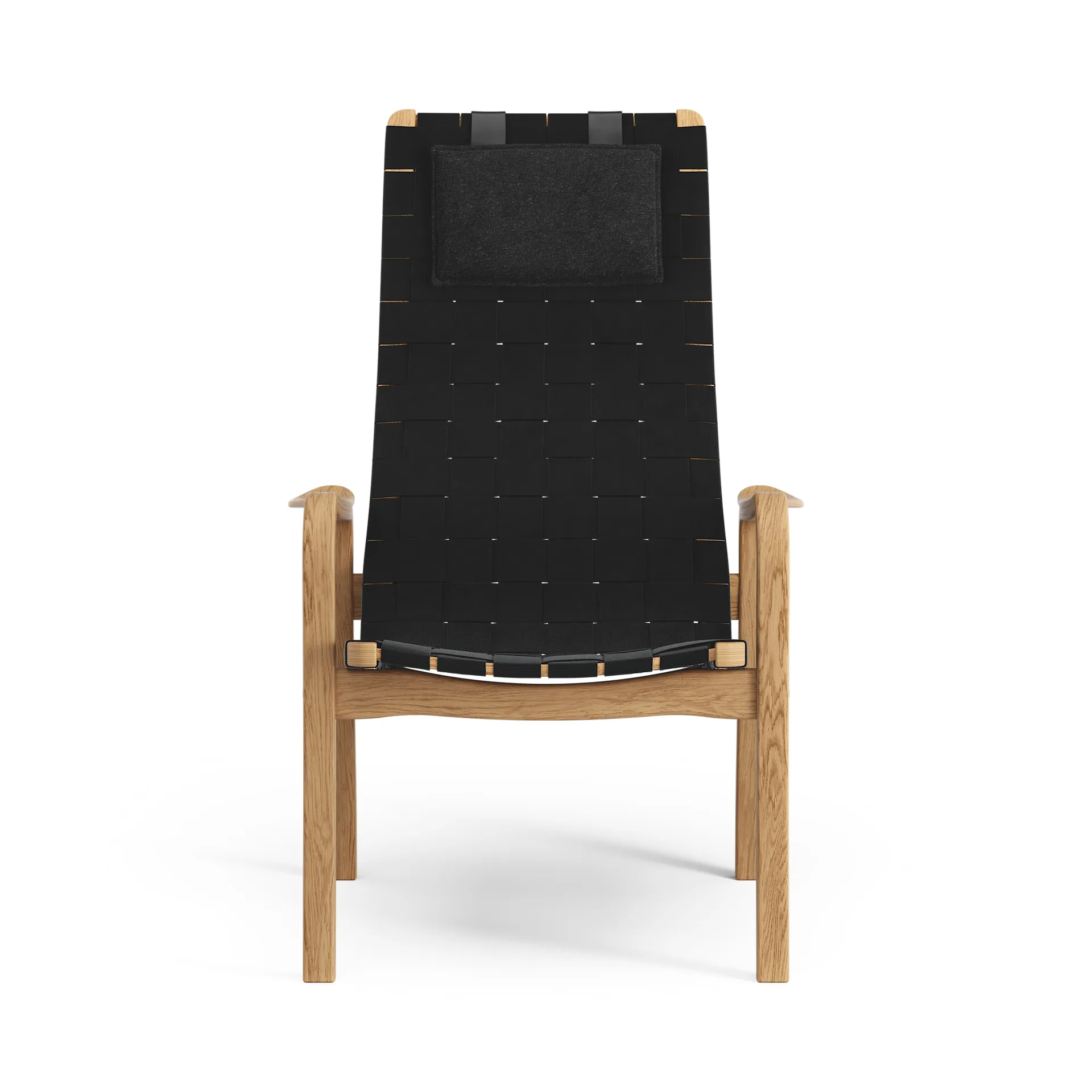 Primo arm chair high with neck cushion oiled oak, Black Swedese