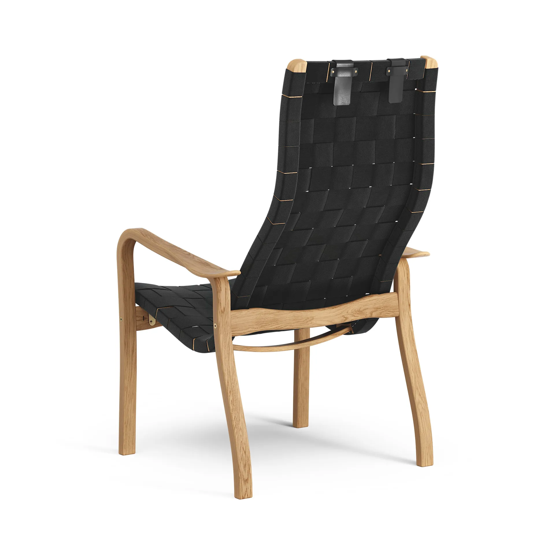 Primo arm chair high with neck cushion oiled oak, Black Swedese