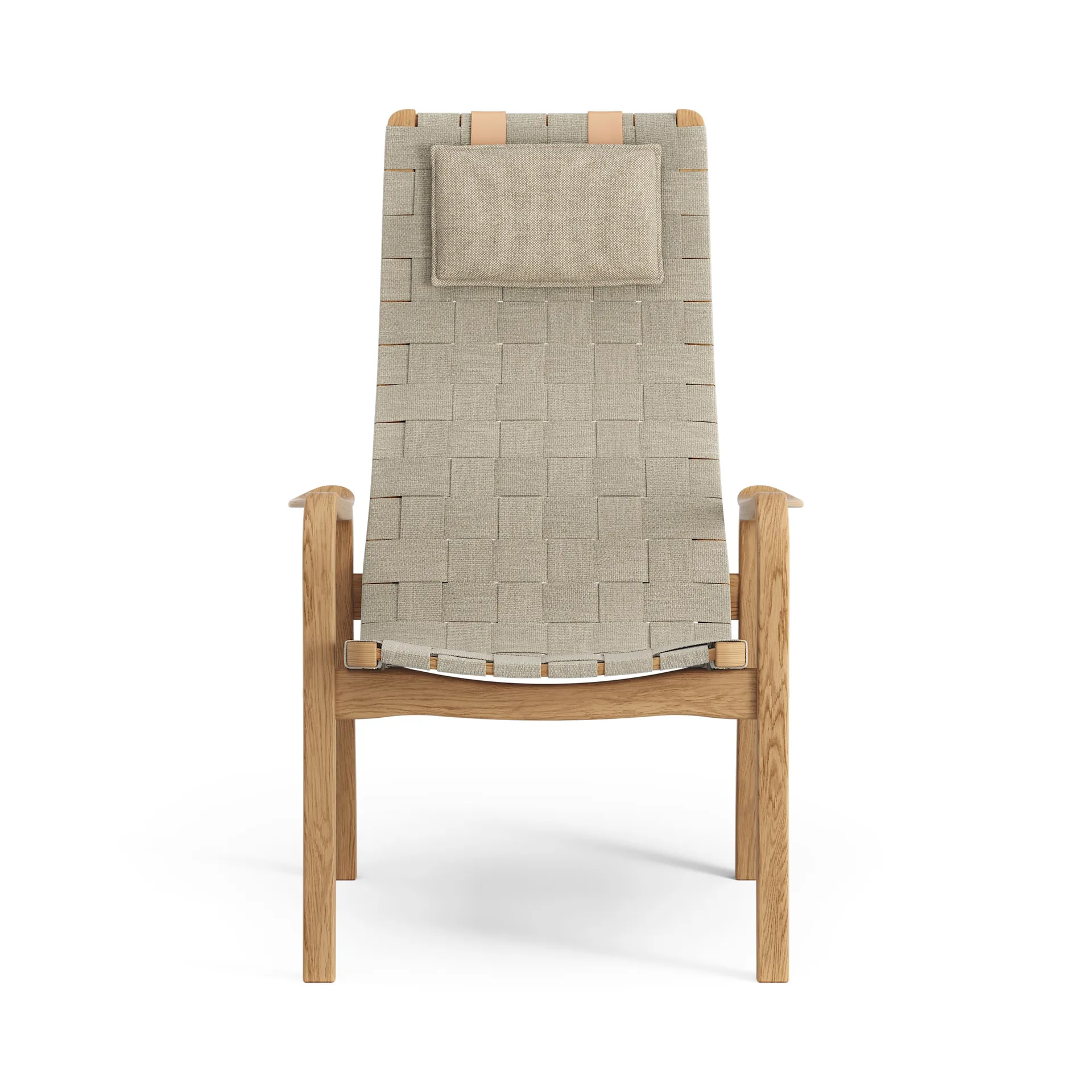Primo arm chair high with neck cushion oiled oak, Natural Swedese