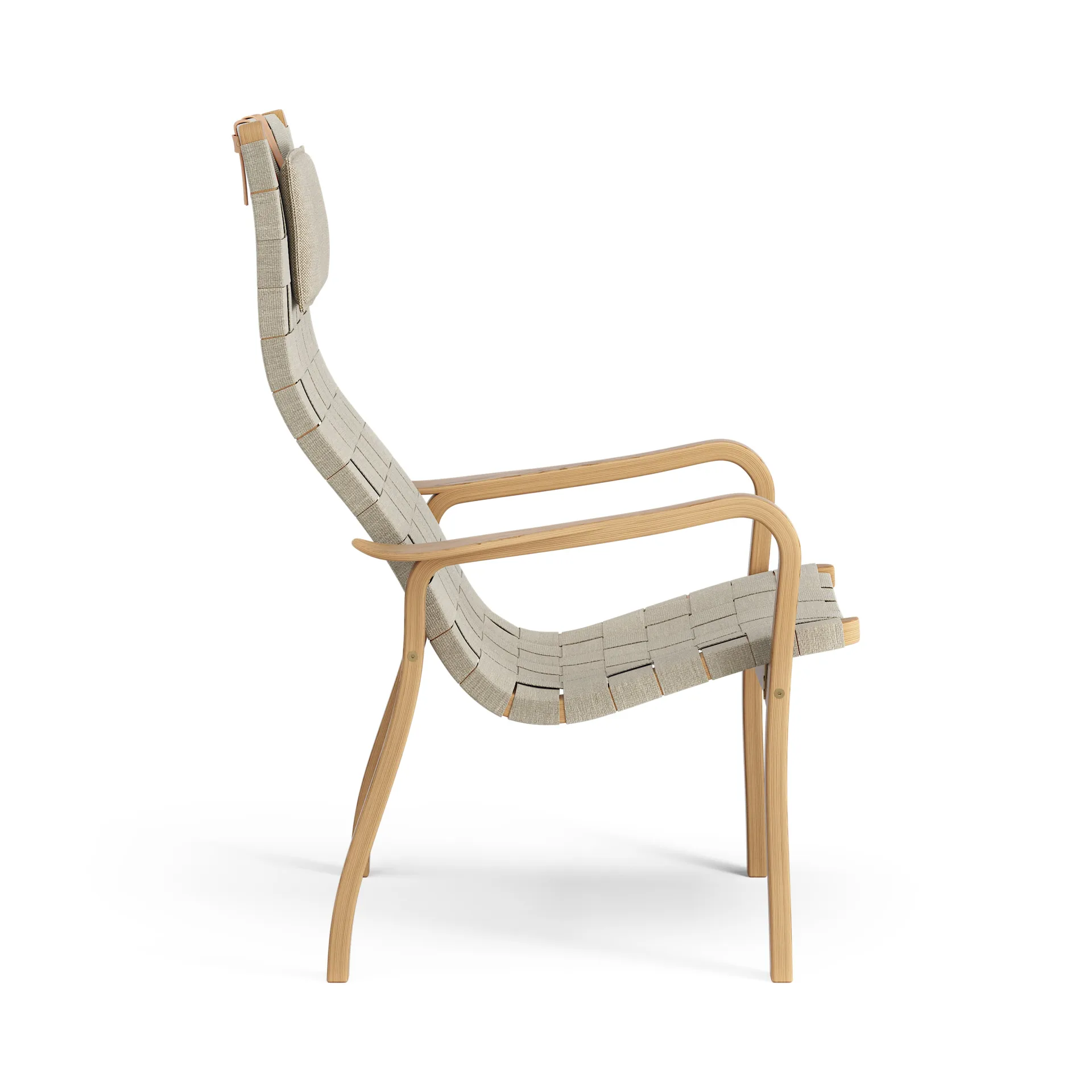Primo arm chair high with neck cushion oiled oak, Natural Swedese