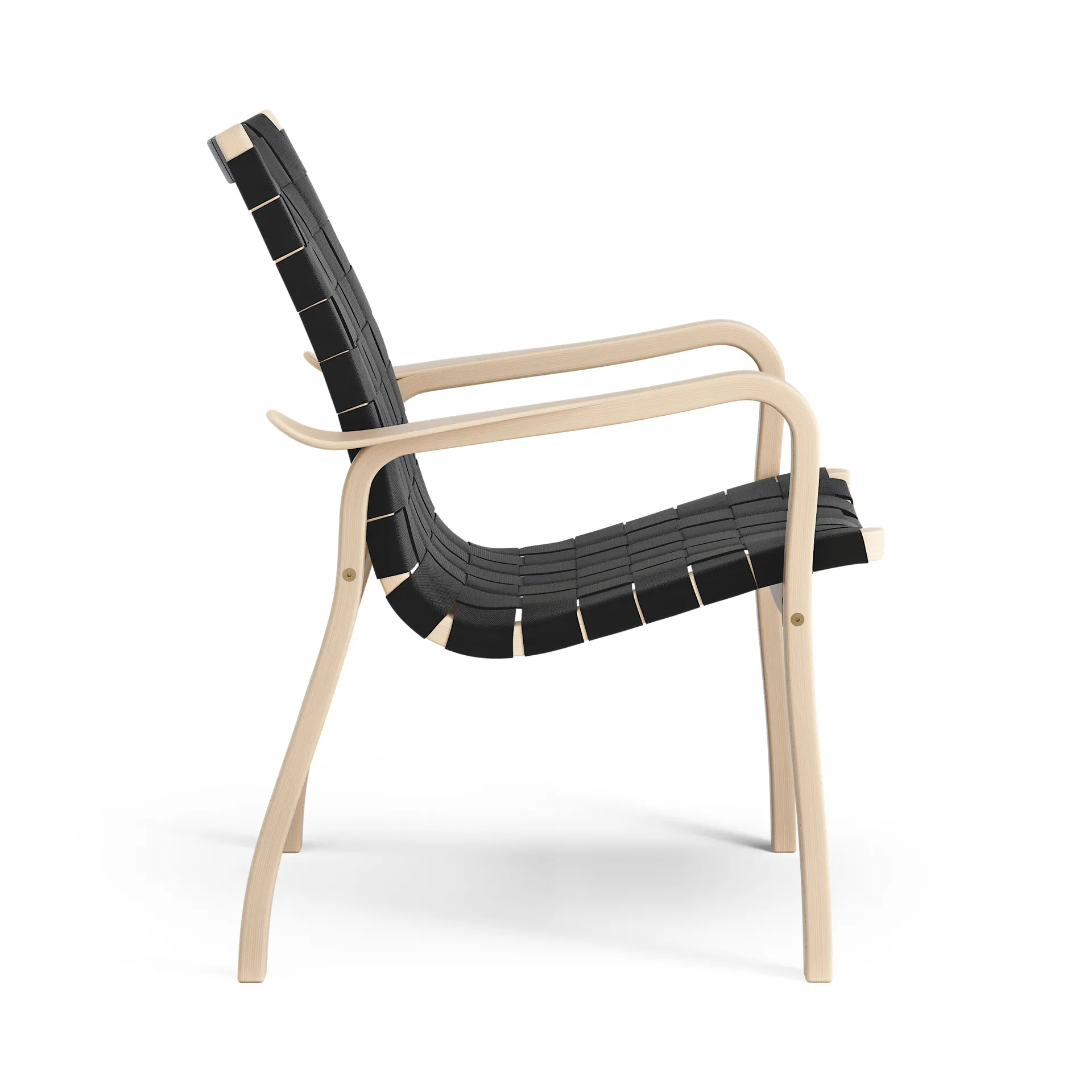 Primo arm chair low laquered beech, Black Swedese