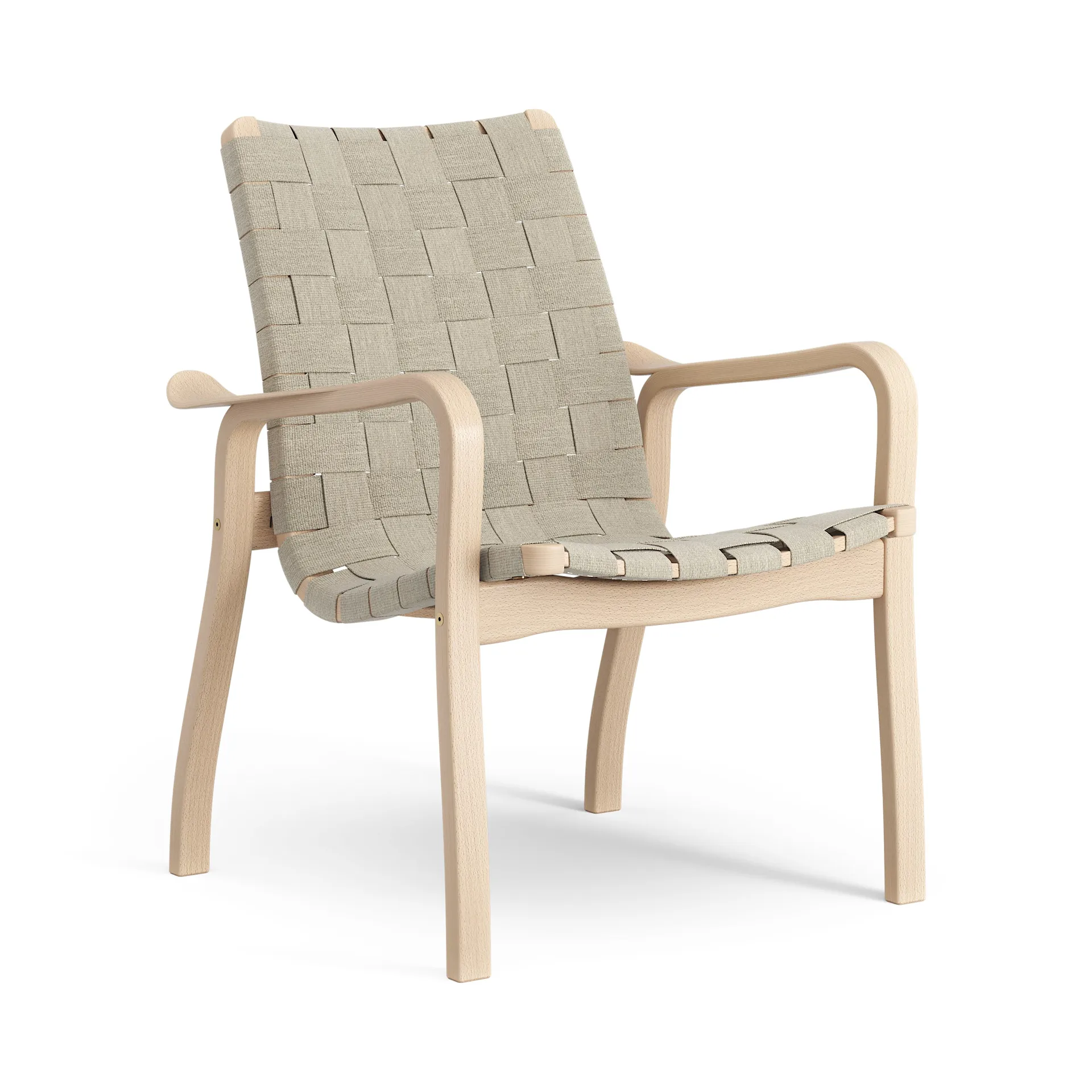 Primo arm chair low laquered beech, Natural Swedese