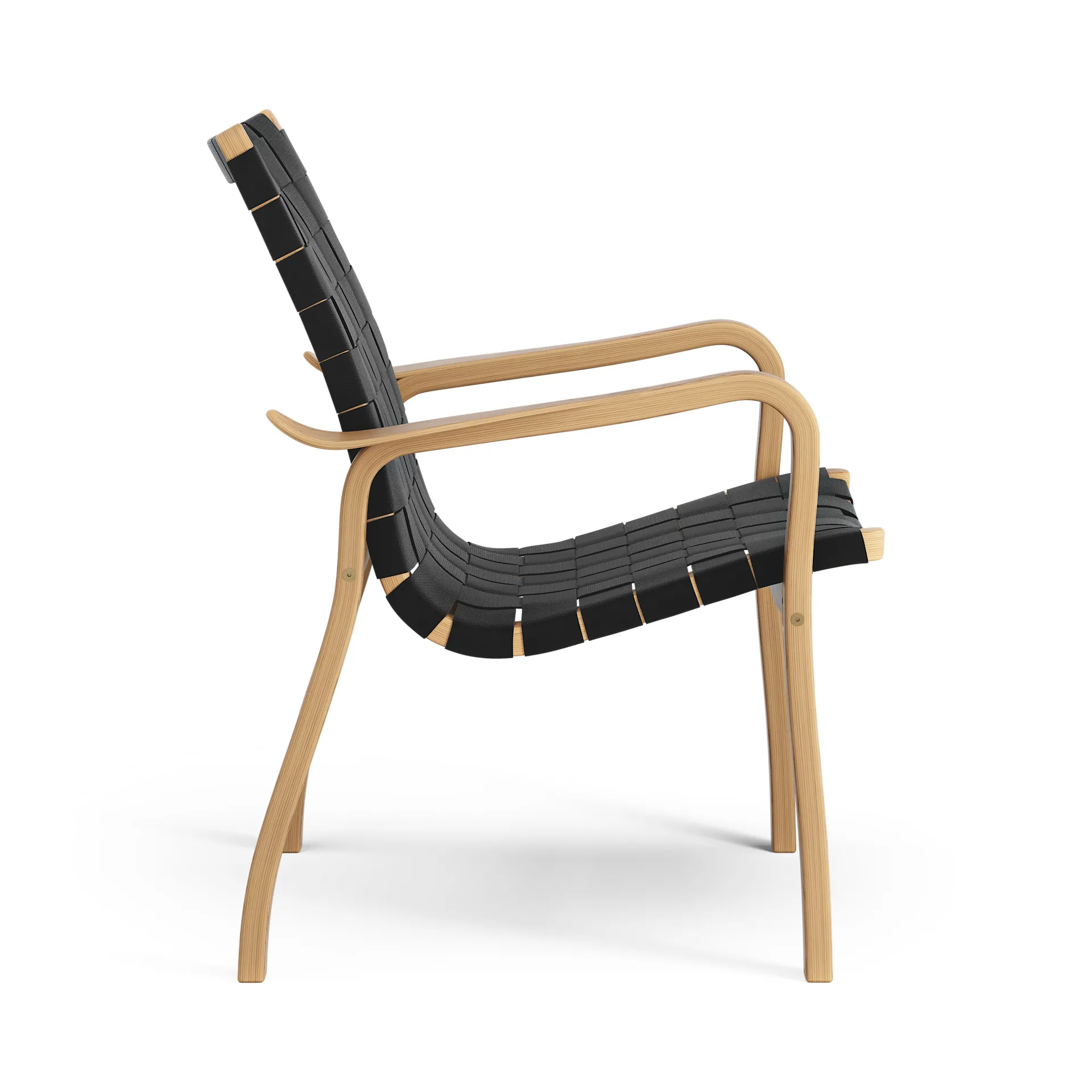Primo arm chair low oiled oak, Black Swedese
