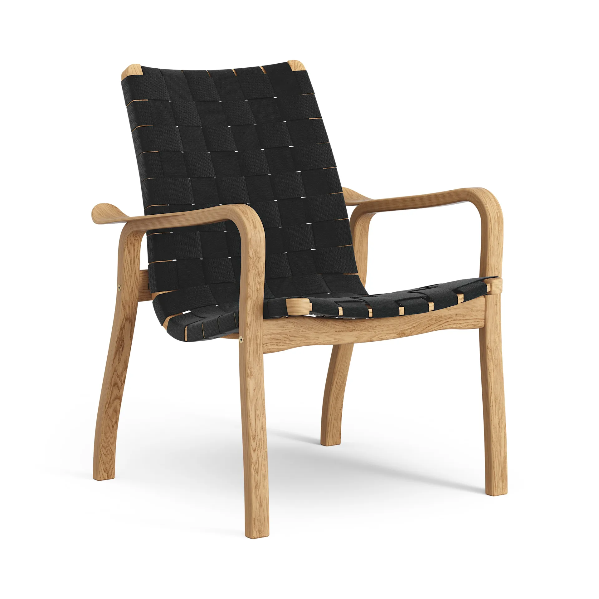 Primo arm chair low oiled oak, Black Swedese