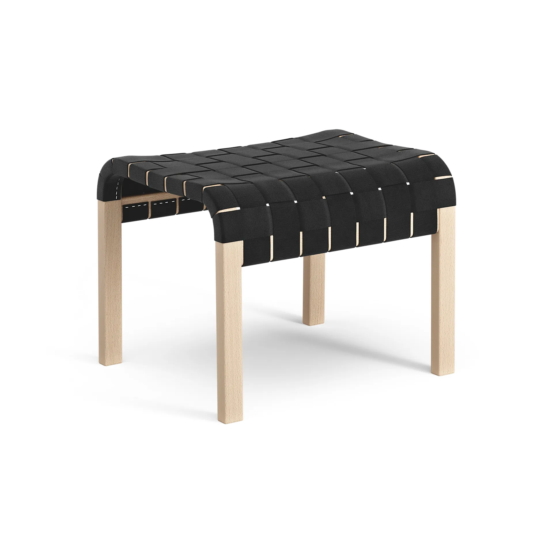 Primo foot stool laquered beech, Black Swedese