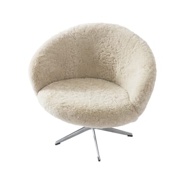 Rondino armchair - Sheepskin moonlight, polished aluminium - Swedese