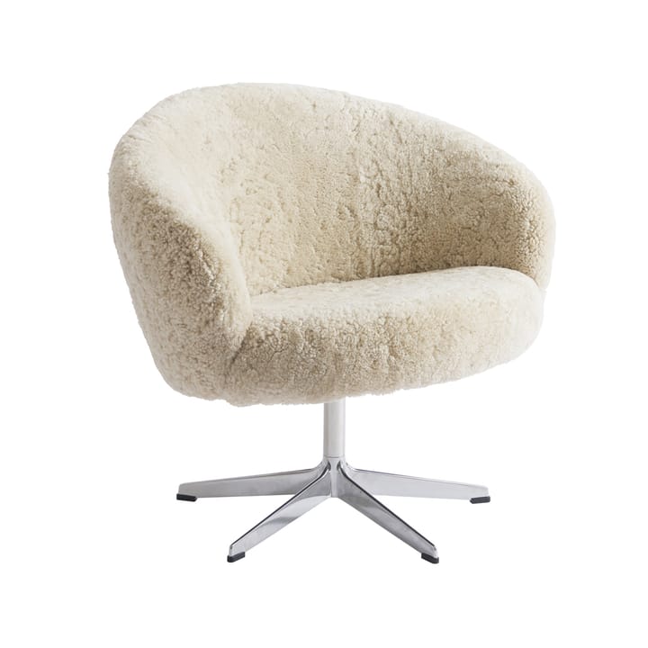 Rondino armchair - Sheepskin moonlight, polished aluminium - Swedese