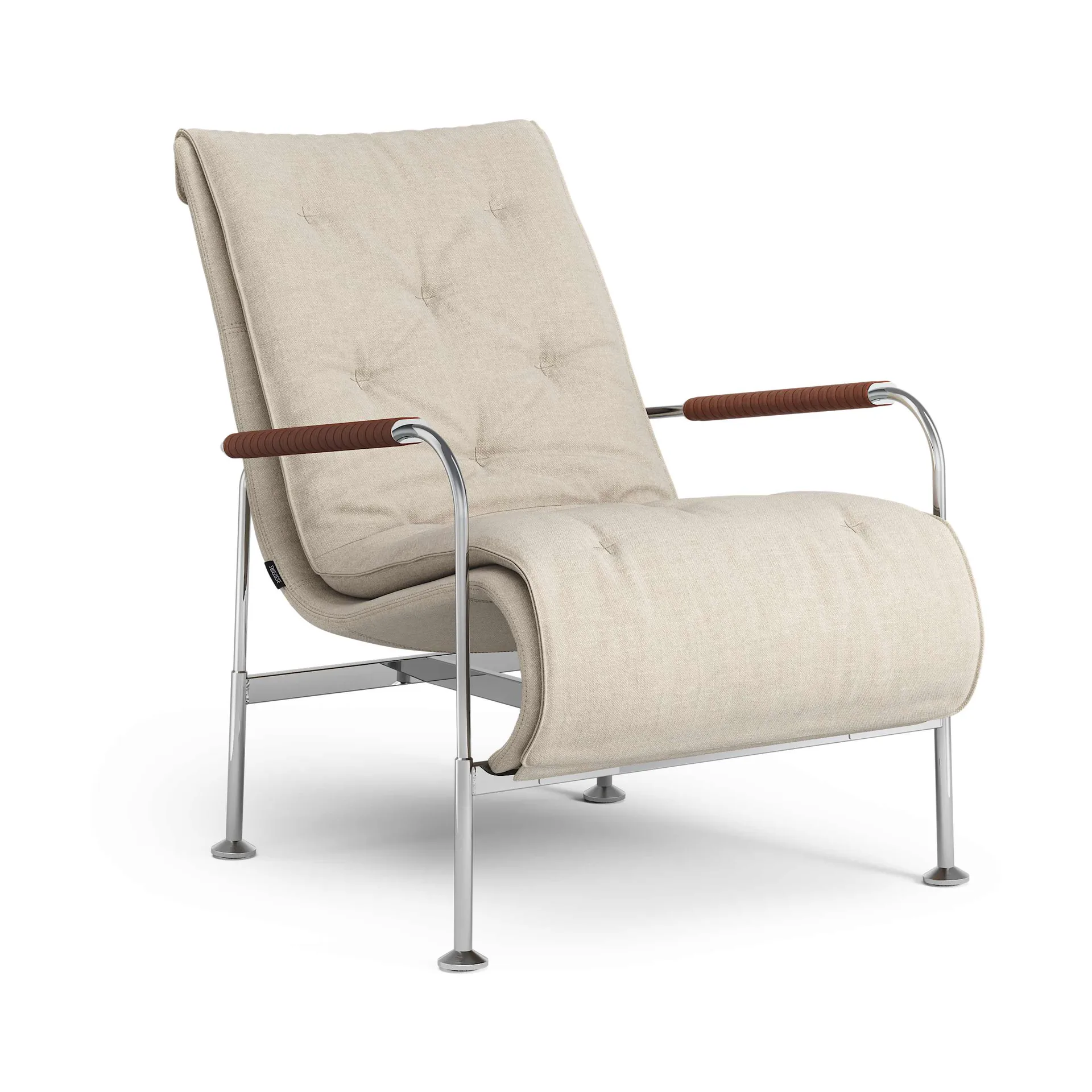 Serpentine armchair, Fabric Romo Linara Rye-chrome-tärnsjö Cognac Swedese