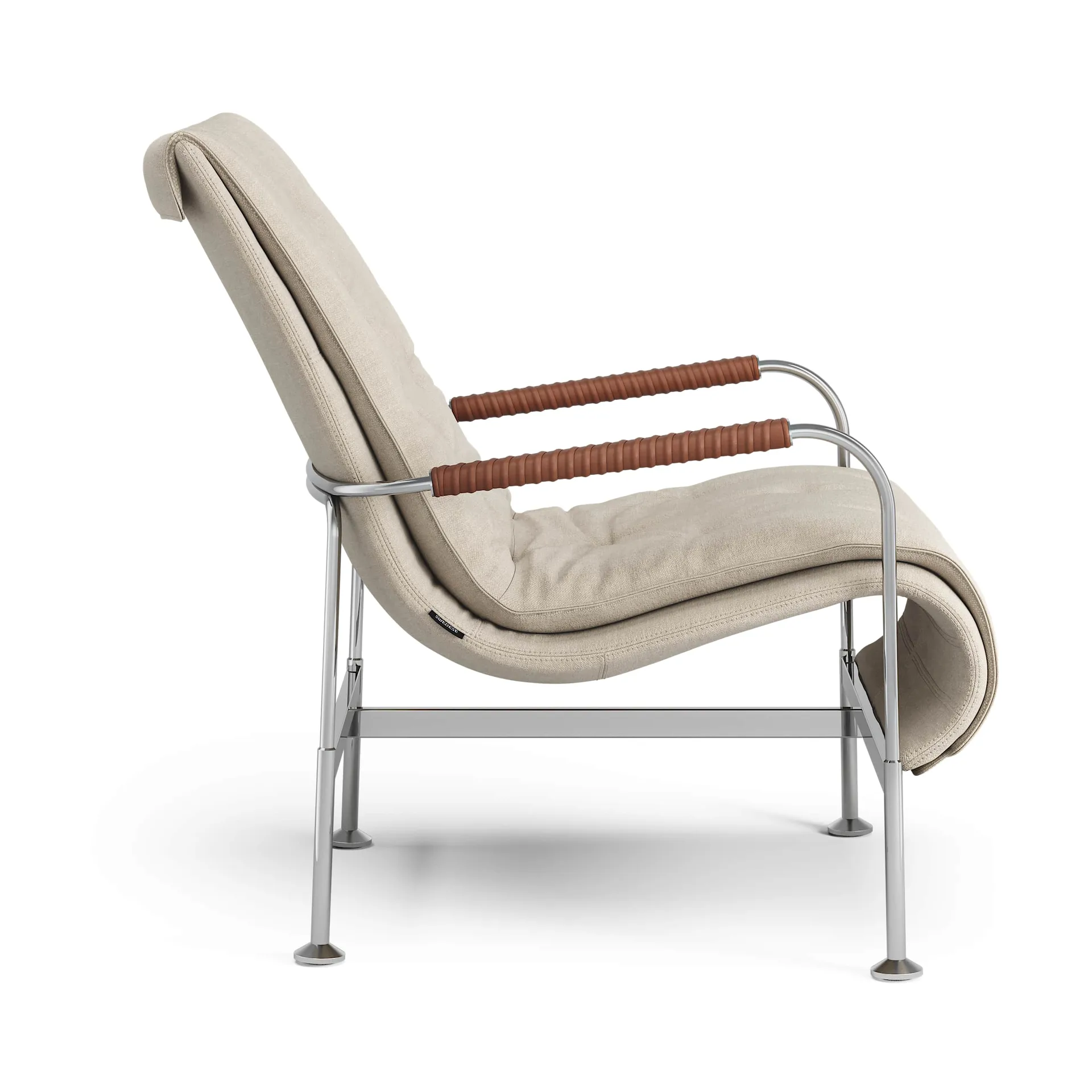 Serpentine armchair, Fabric Romo Linara Rye-chrome-tärnsjö Cognac Swedese