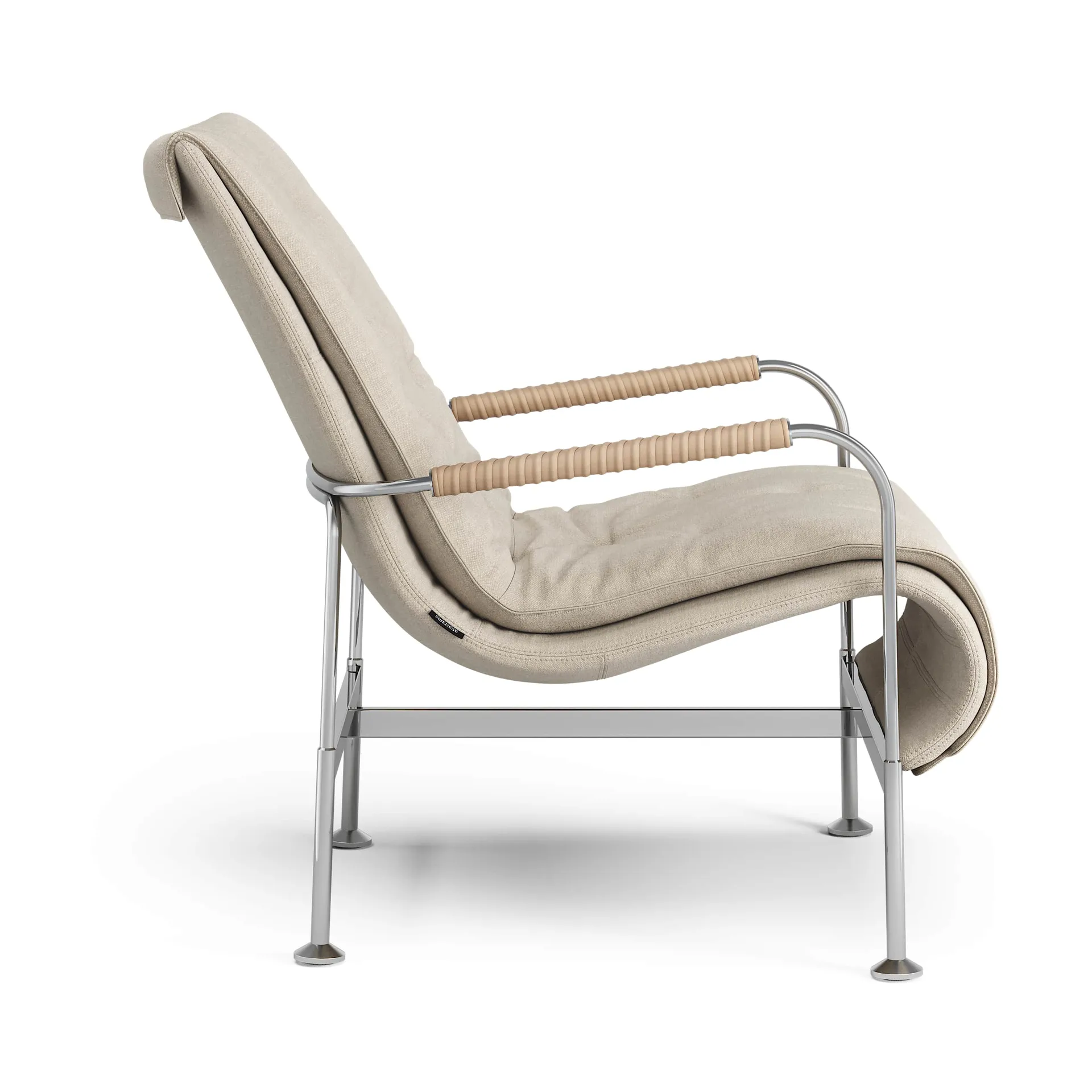 Serpentine armchair, Fabric Romo Linara Rye-chrome-tärnsjö Nature Swedese