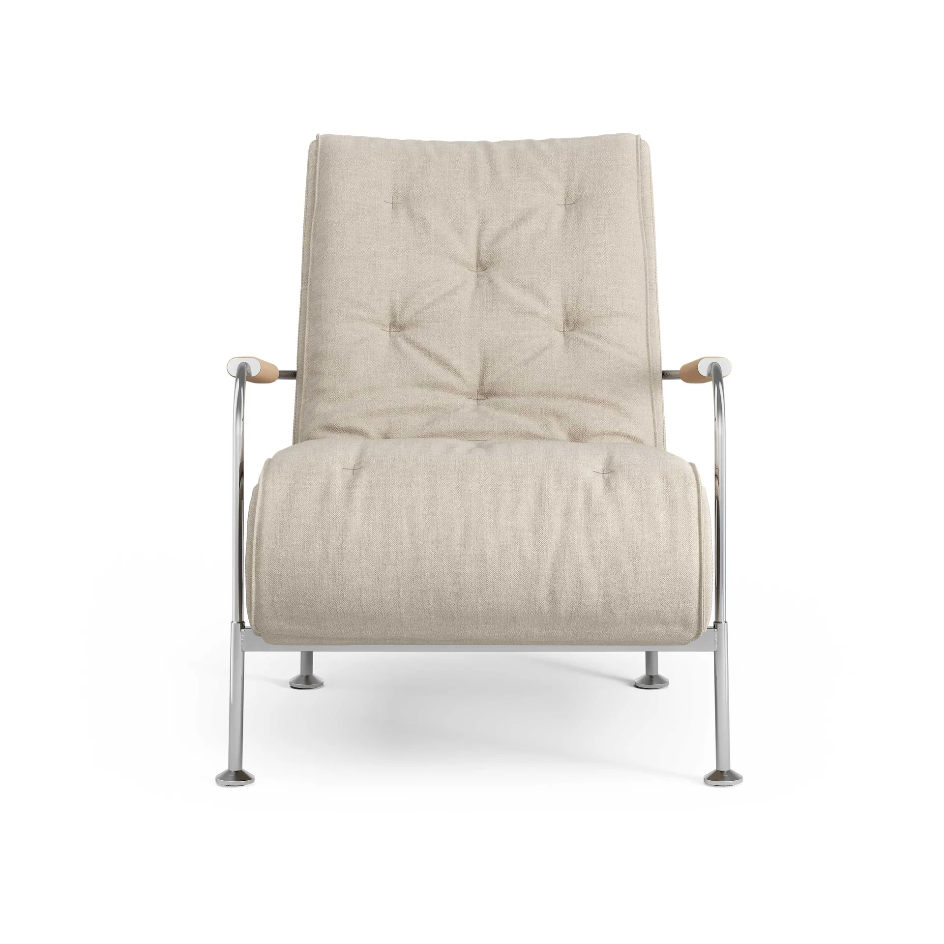 Serpentine armchair, Fabric Romo Linara Rye-chrome-tärnsjö Nature Swedese
