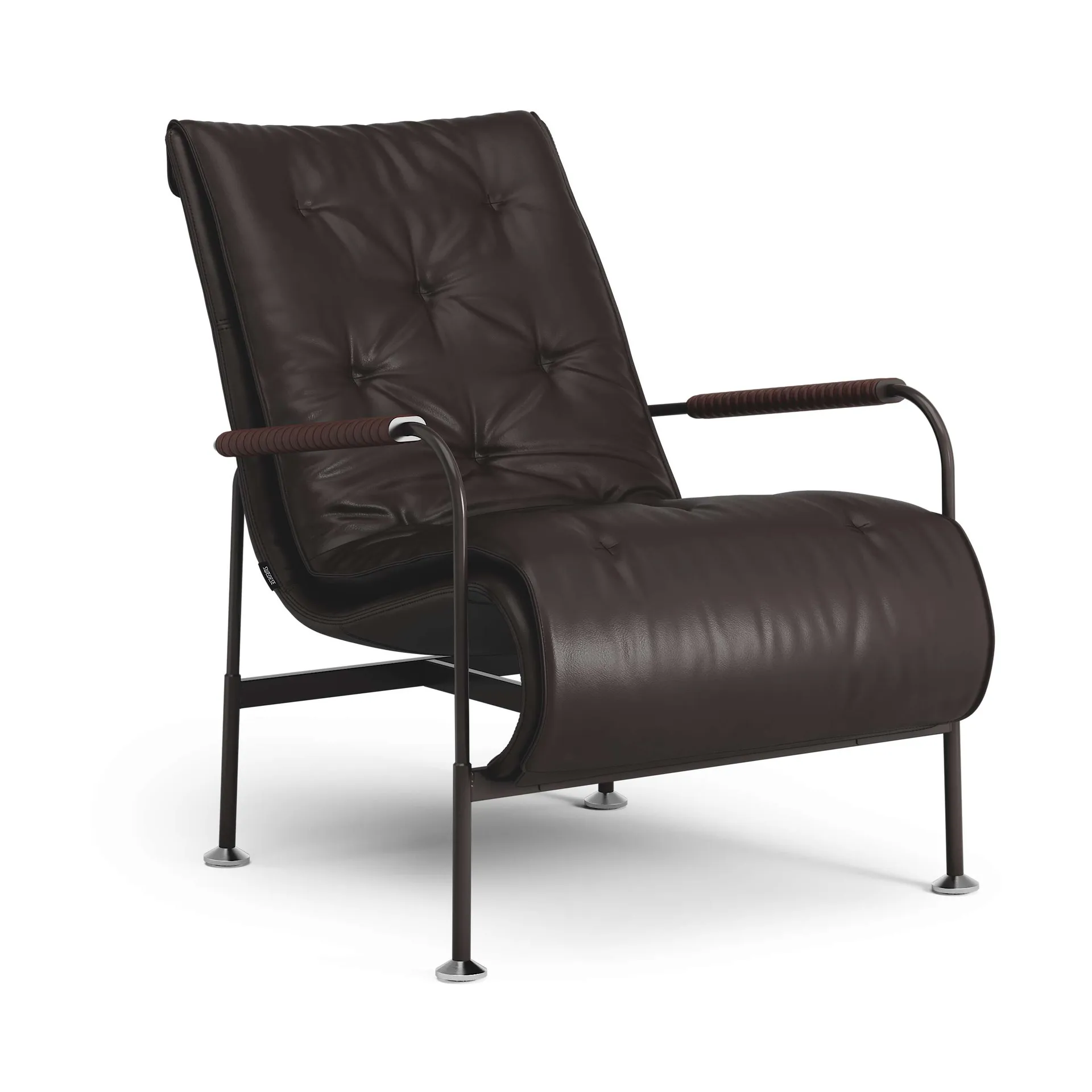 Serpentine armchair, Leather Elmo Soft Dark brown–Tärnsjö Tobacco Swedese