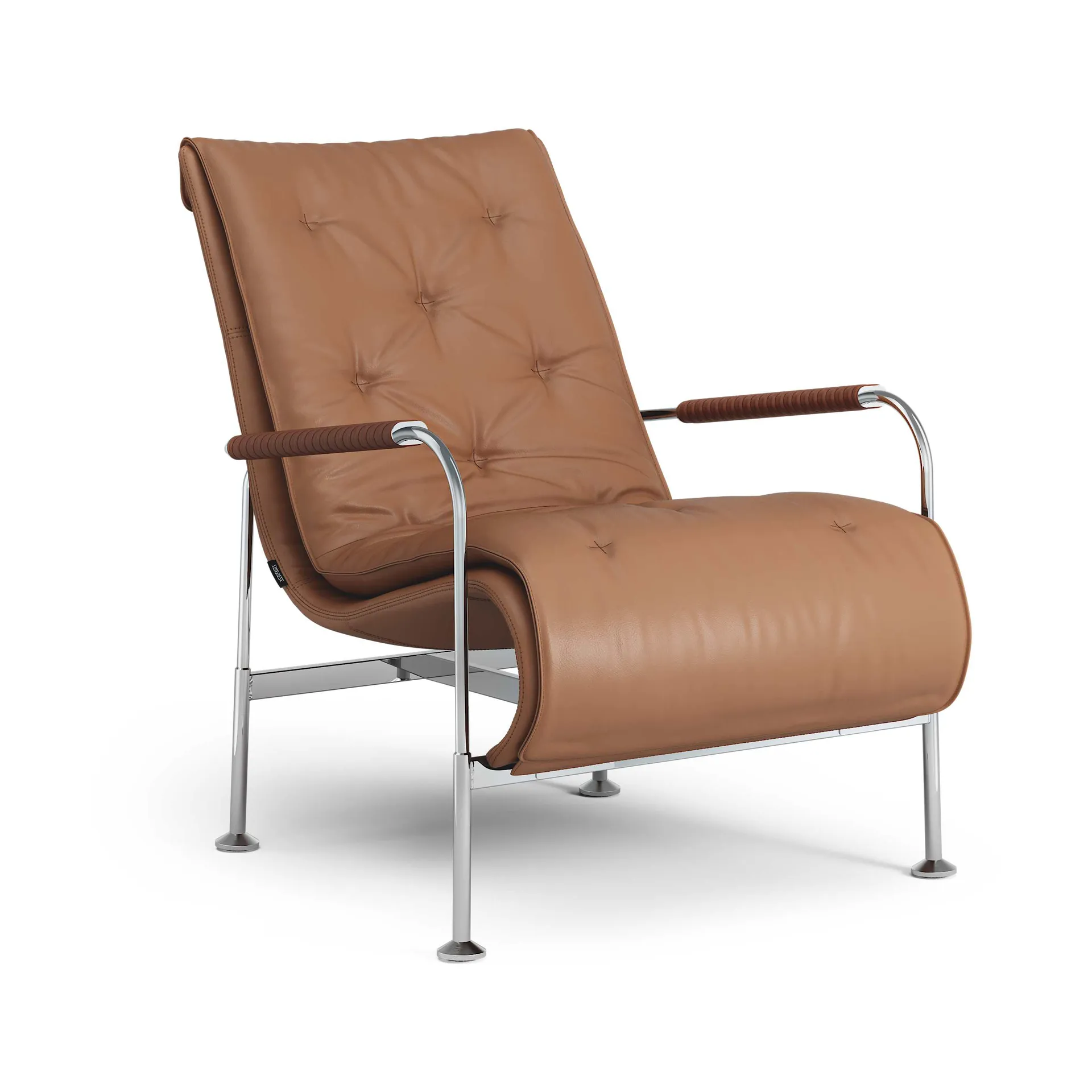 Serpentine armchair, Leather Elmo Soft Light Brown-chrome-tärnsjö Cognac Swedese