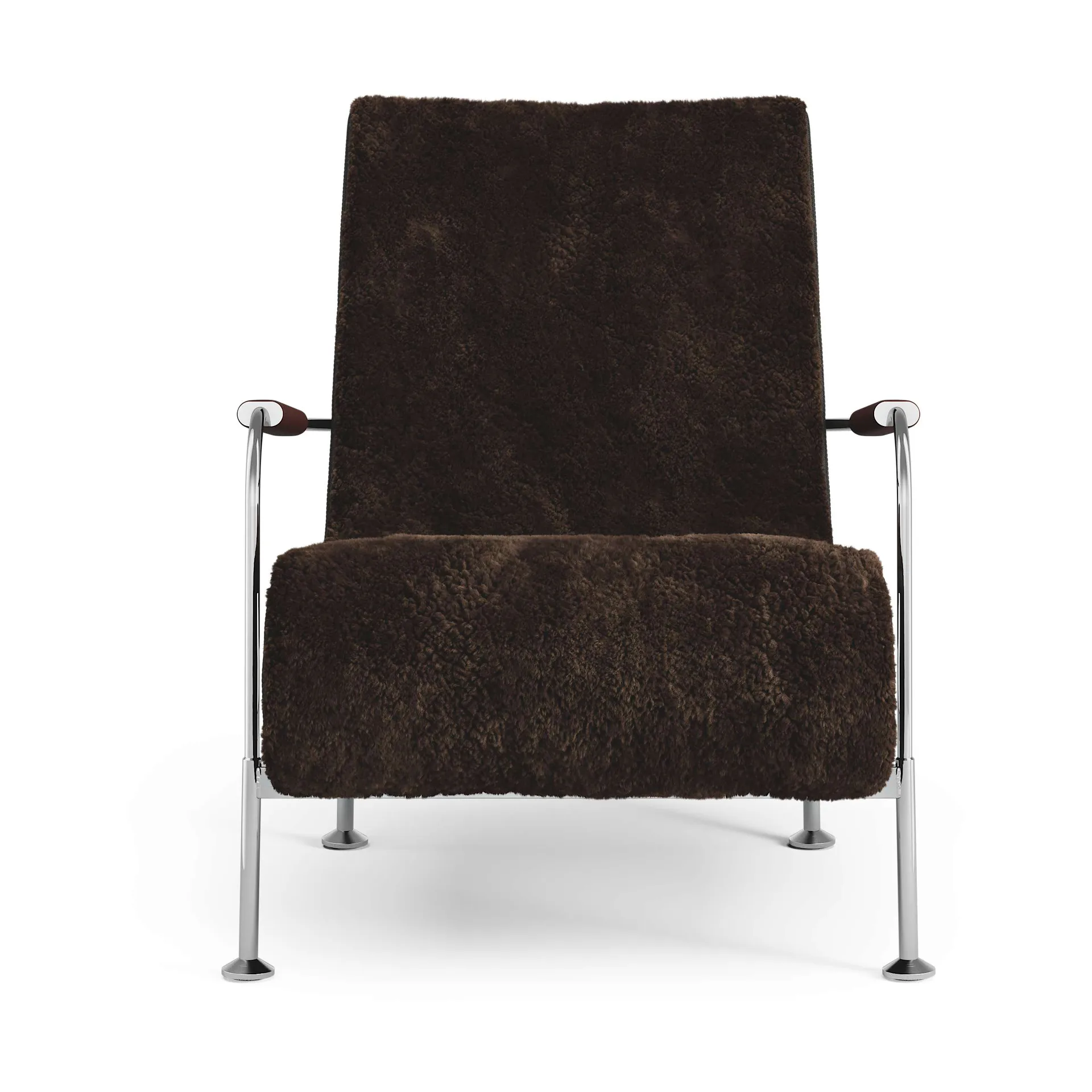 Serpentine armchair, Sheepskin Espresso-chrome-Tärnsjö Tobacco Swedese