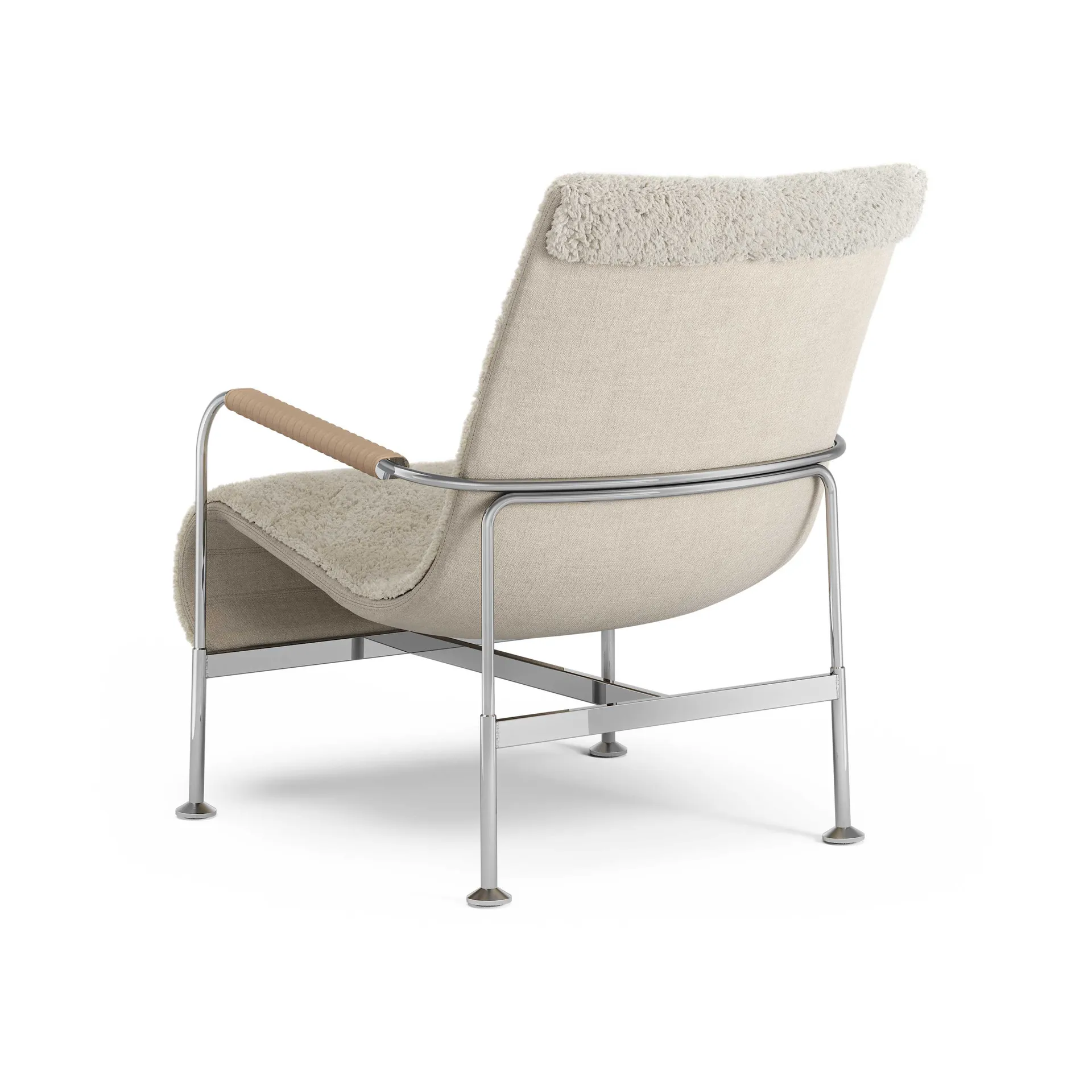Serpentine armchair, Sheepskin Moonlight-chrome-Tärnsjö Nature Swedese