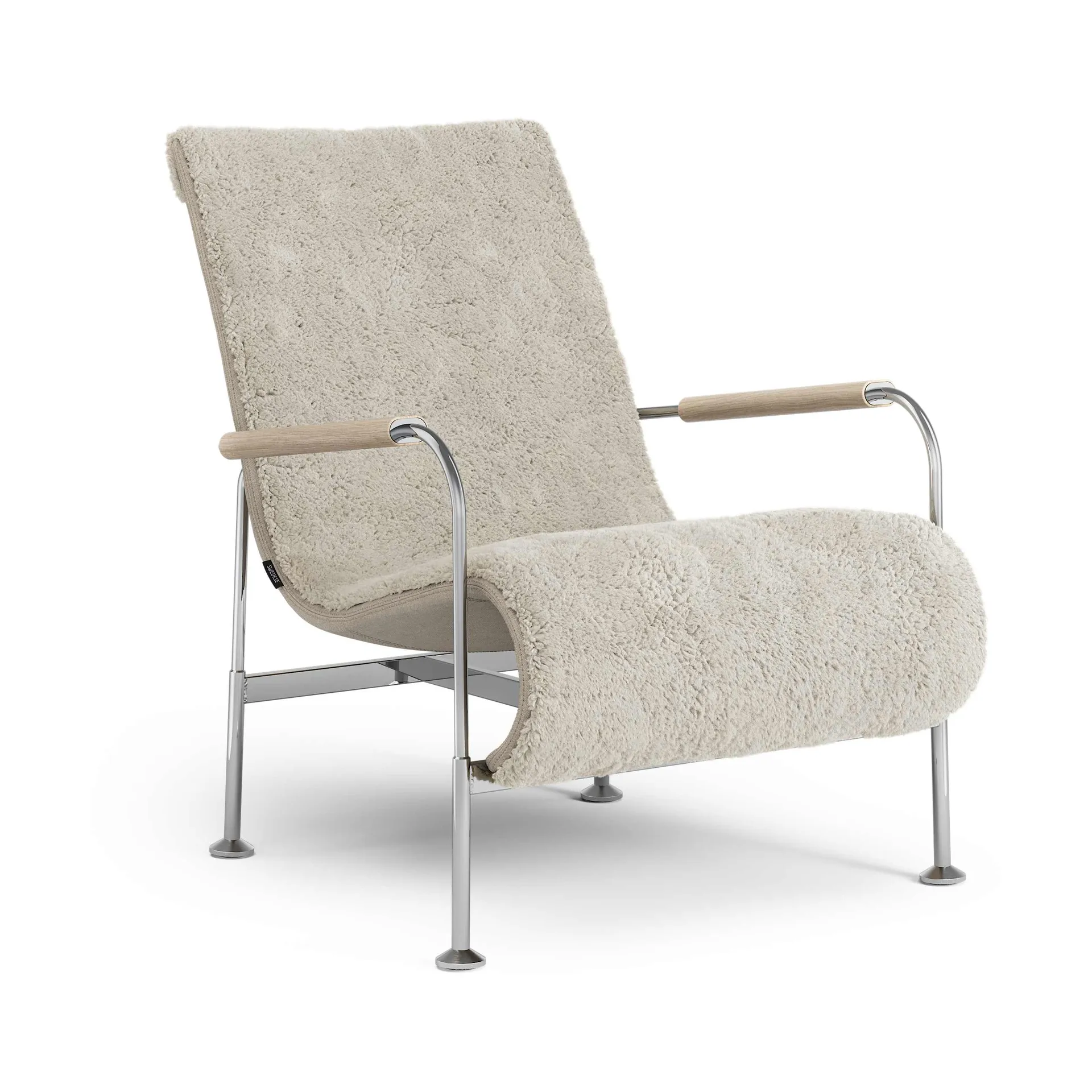 Serpentine armchair, Sheepskin Moonlight-chrome Swedese